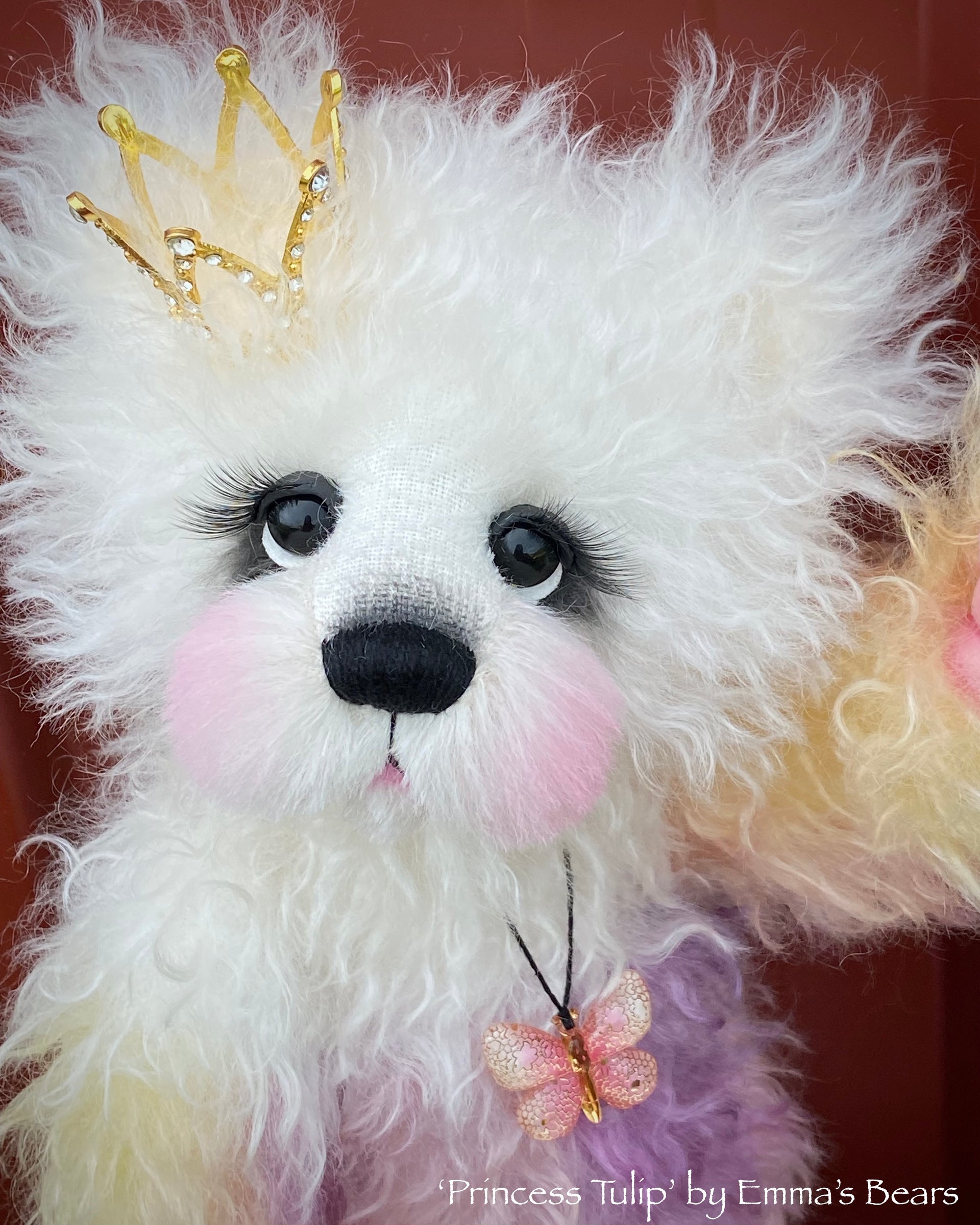 Princess Tulip - 13" Hand Dyed Easter Curlylocks Mohair Artist Bear by Emma's Bears - OOAK