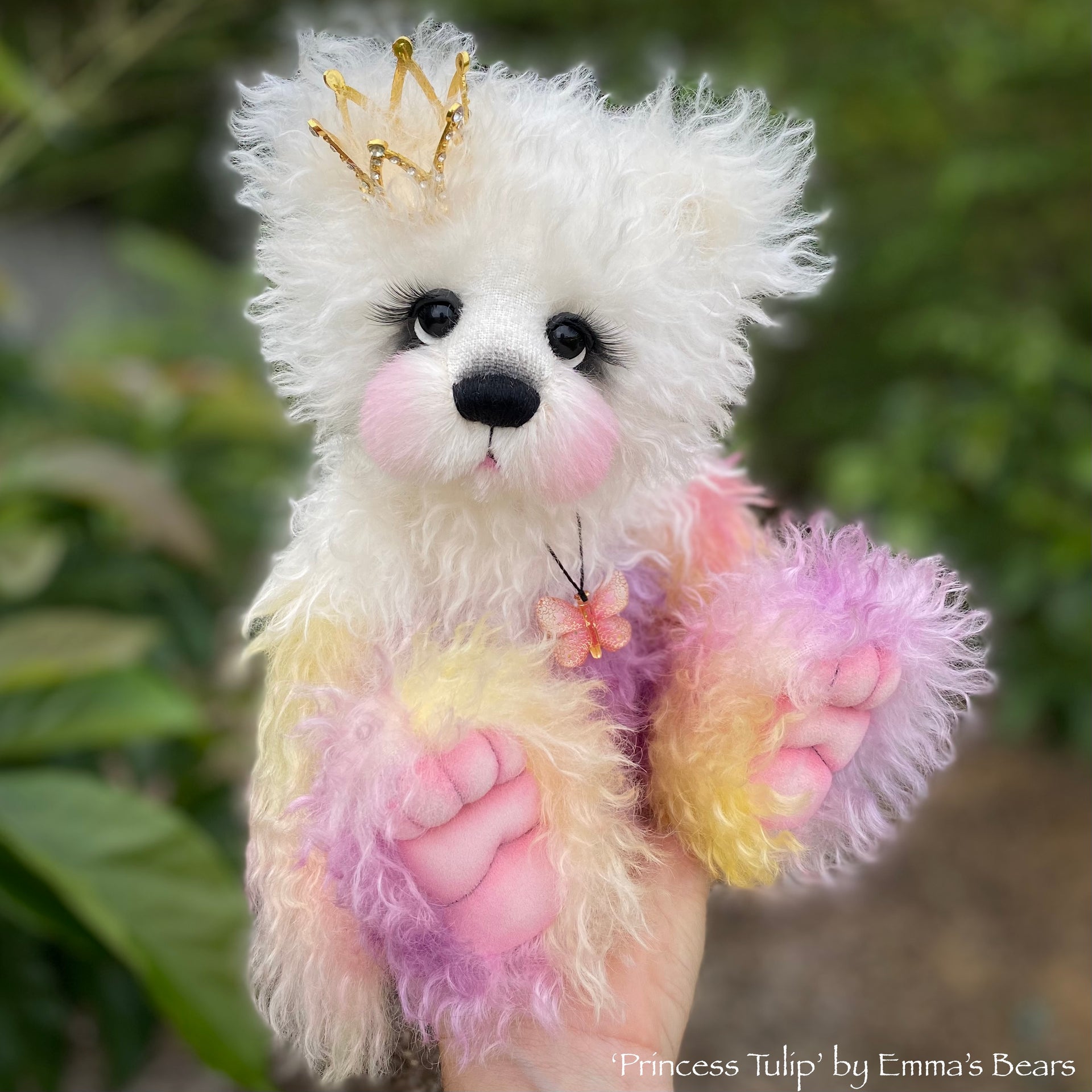 Princess Tulip - 13" Hand Dyed Easter Curlylocks Mohair Artist Bear by Emma's Bears - OOAK