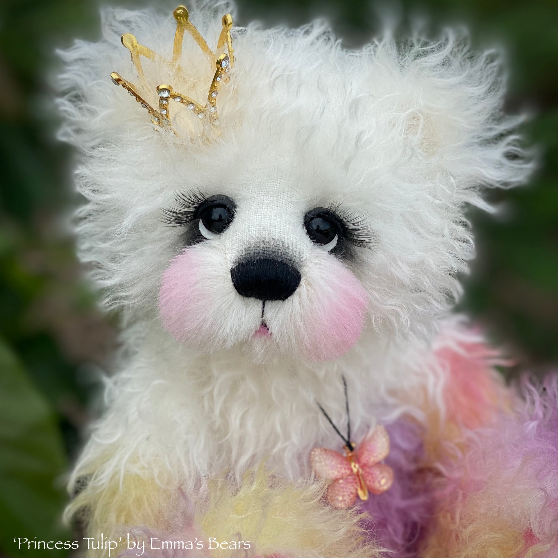 Princess Tulip - 13" Hand Dyed Easter Curlylocks Mohair Artist Bear by Emma's Bears - OOAK