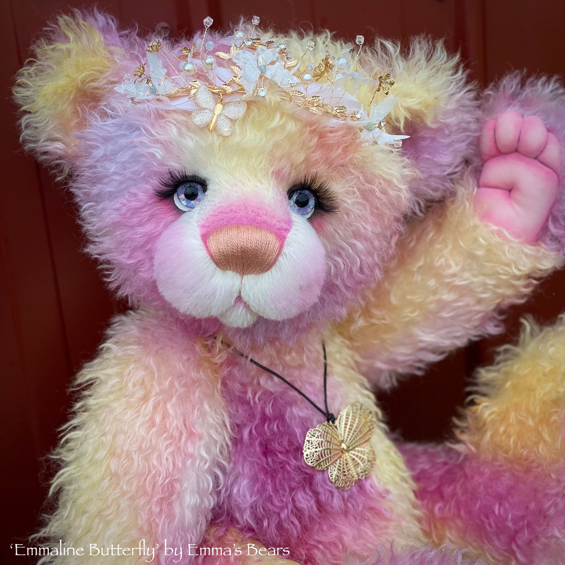 Emmaline Butterfly - 23" Hand Dyed Easter Curlylocks Mohair Artist Bear by Emma's Bears - OOAK