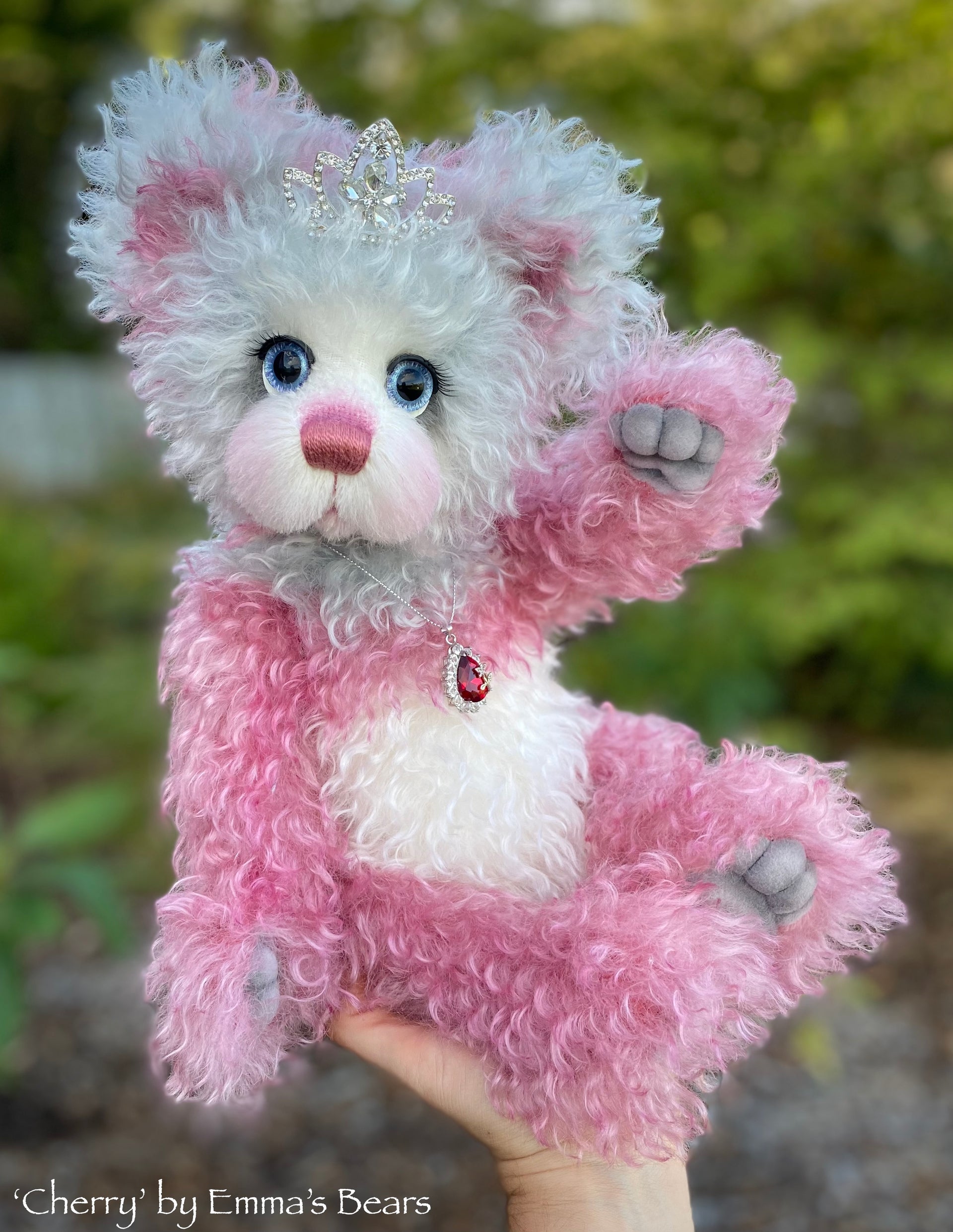 Cherry - 16" Hand-dyed Curlylocks Mohair Artist Bear by Emma's Bears - OOAK