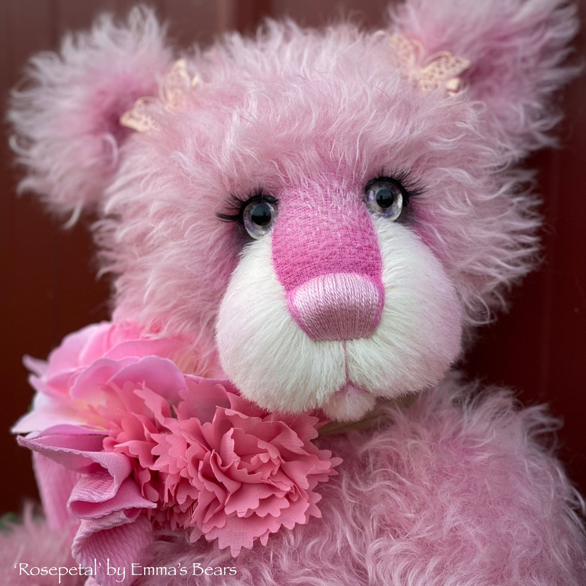 Rosepetal - 17" hand-dyed mohair bear by Emmas Bears - OOAK