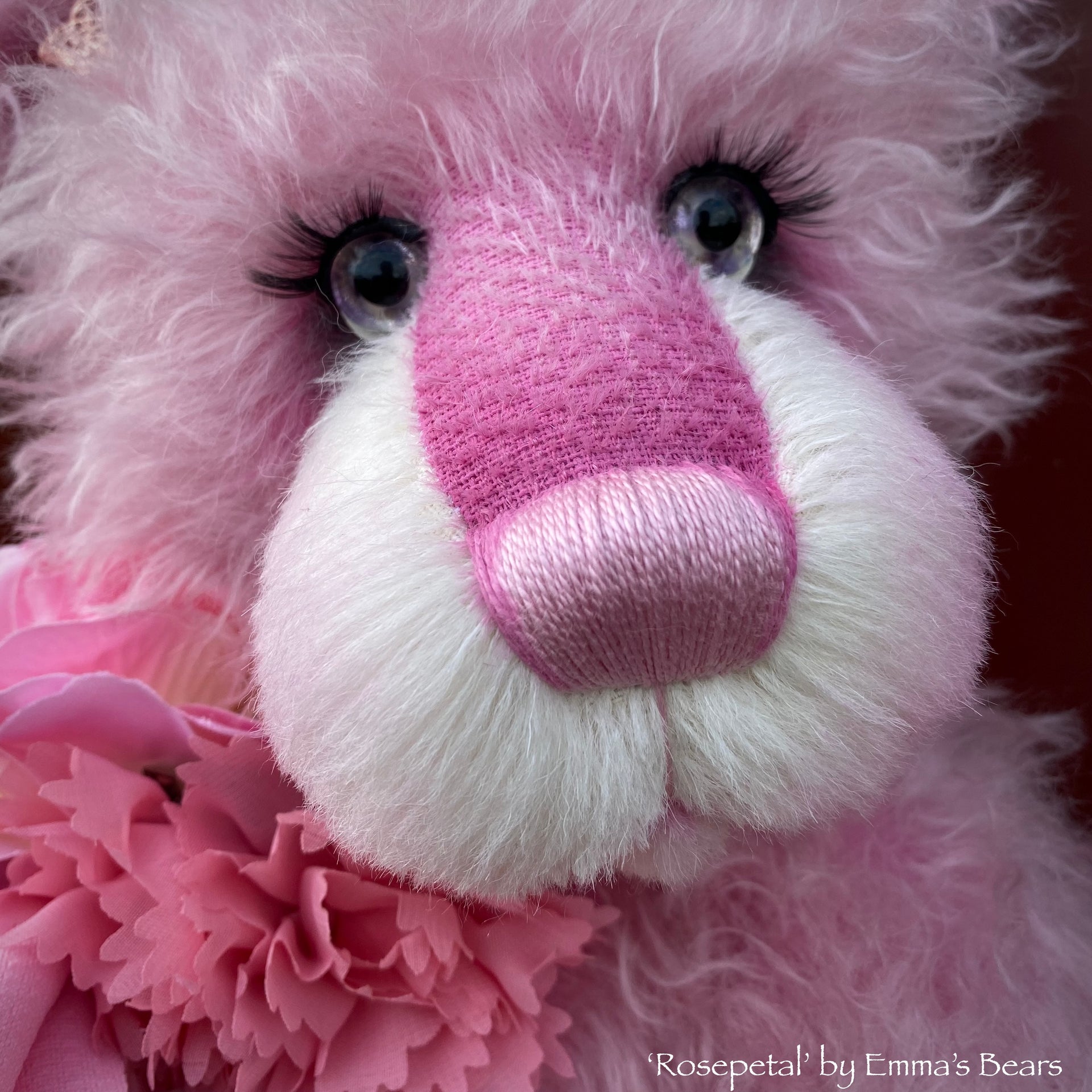 Rosepetal - 17" hand-dyed mohair bear by Emmas Bears - OOAK