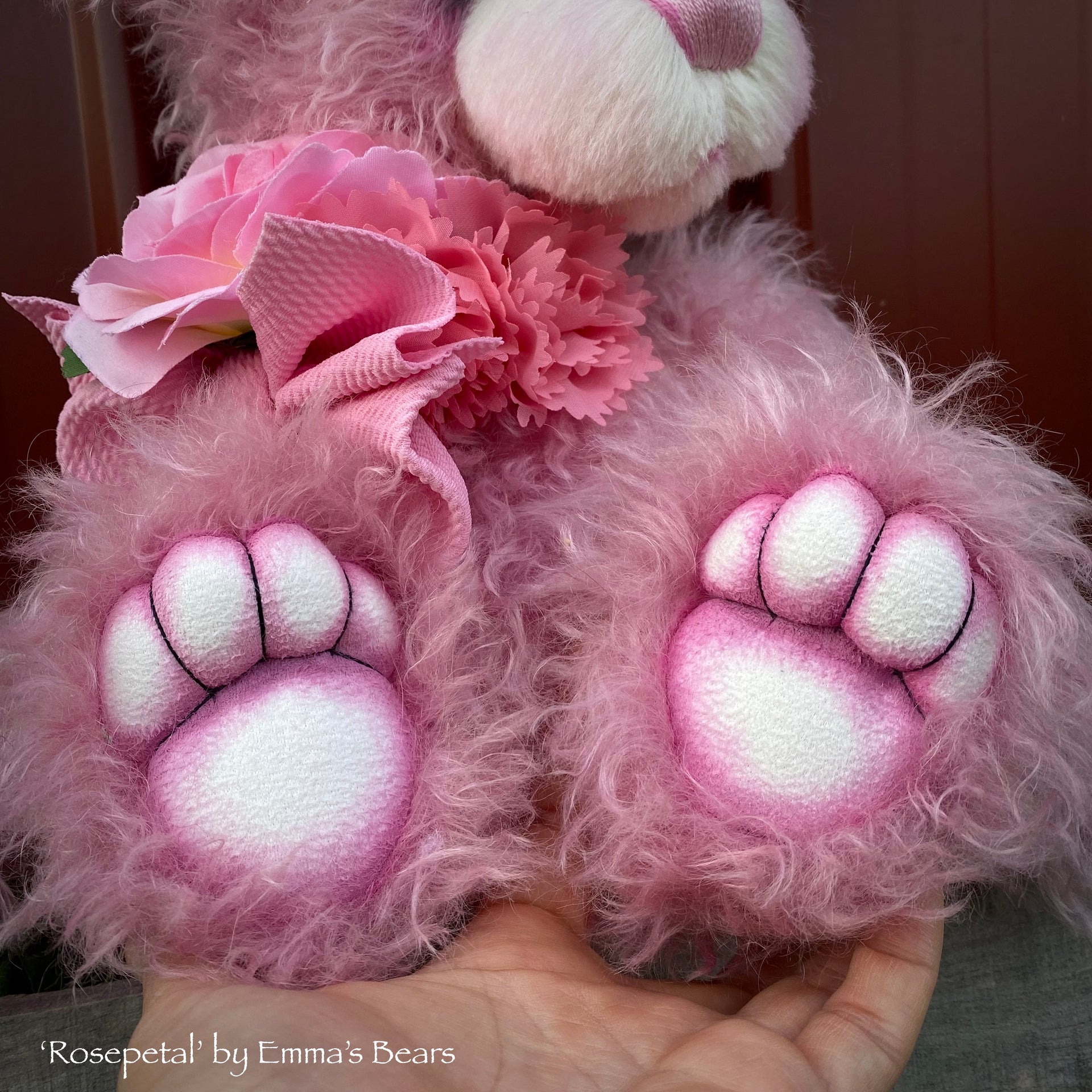 Rosepetal - 17" hand-dyed mohair bear by Emmas Bears - OOAK