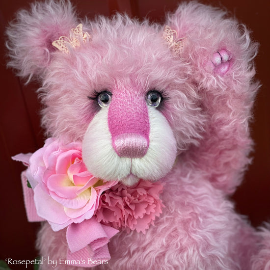 Rosepetal - 17" hand-dyed mohair bear by Emmas Bears - OOAK