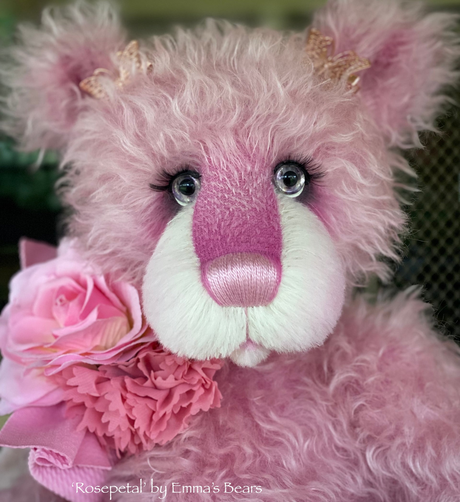 Rosepetal - 17" hand-dyed mohair bear by Emmas Bears - OOAK