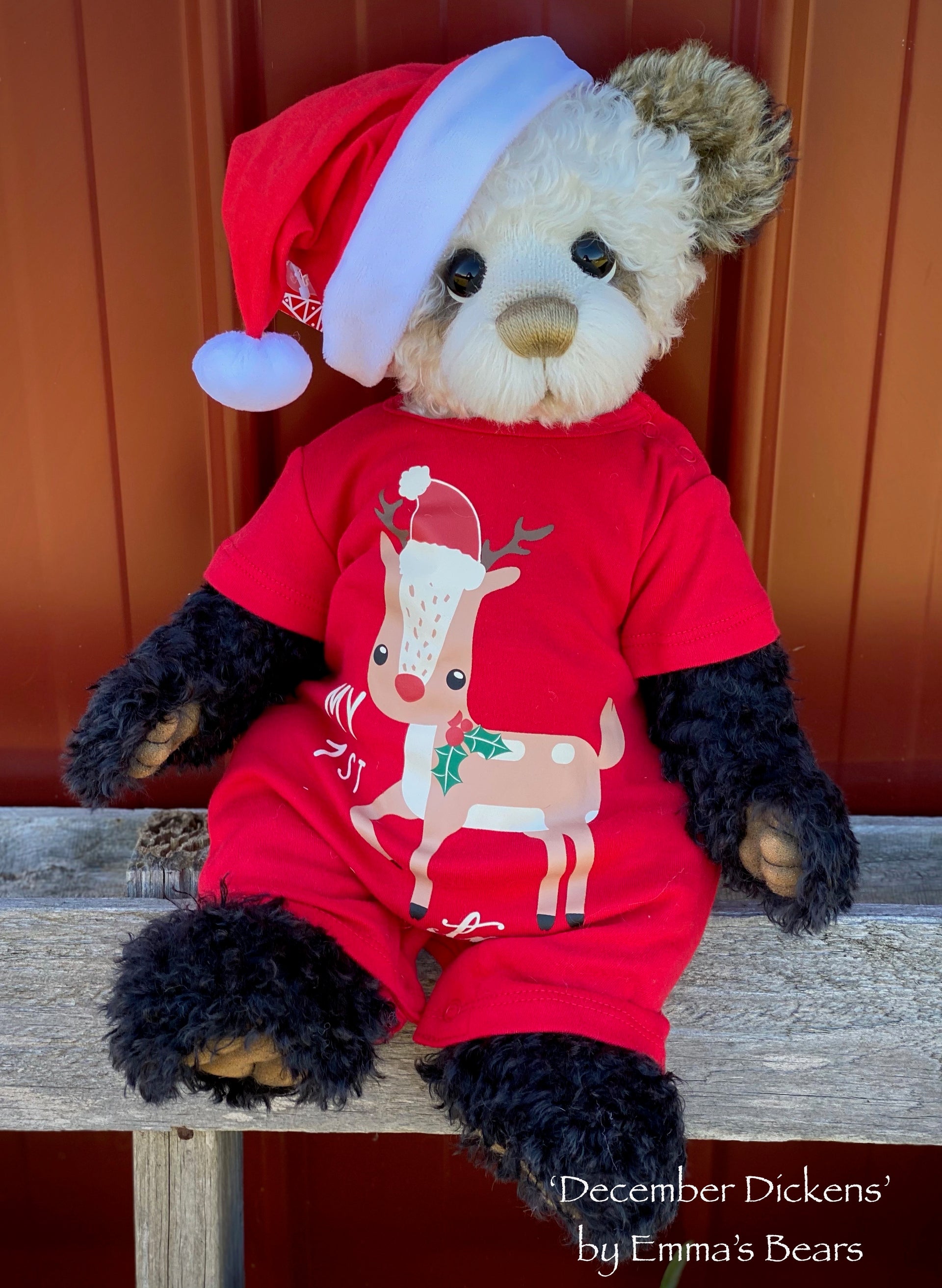 December Dickens - 18" Christmas 2020 MOHAIR Artist toddler style Bear by Emma's Bears - OOAK