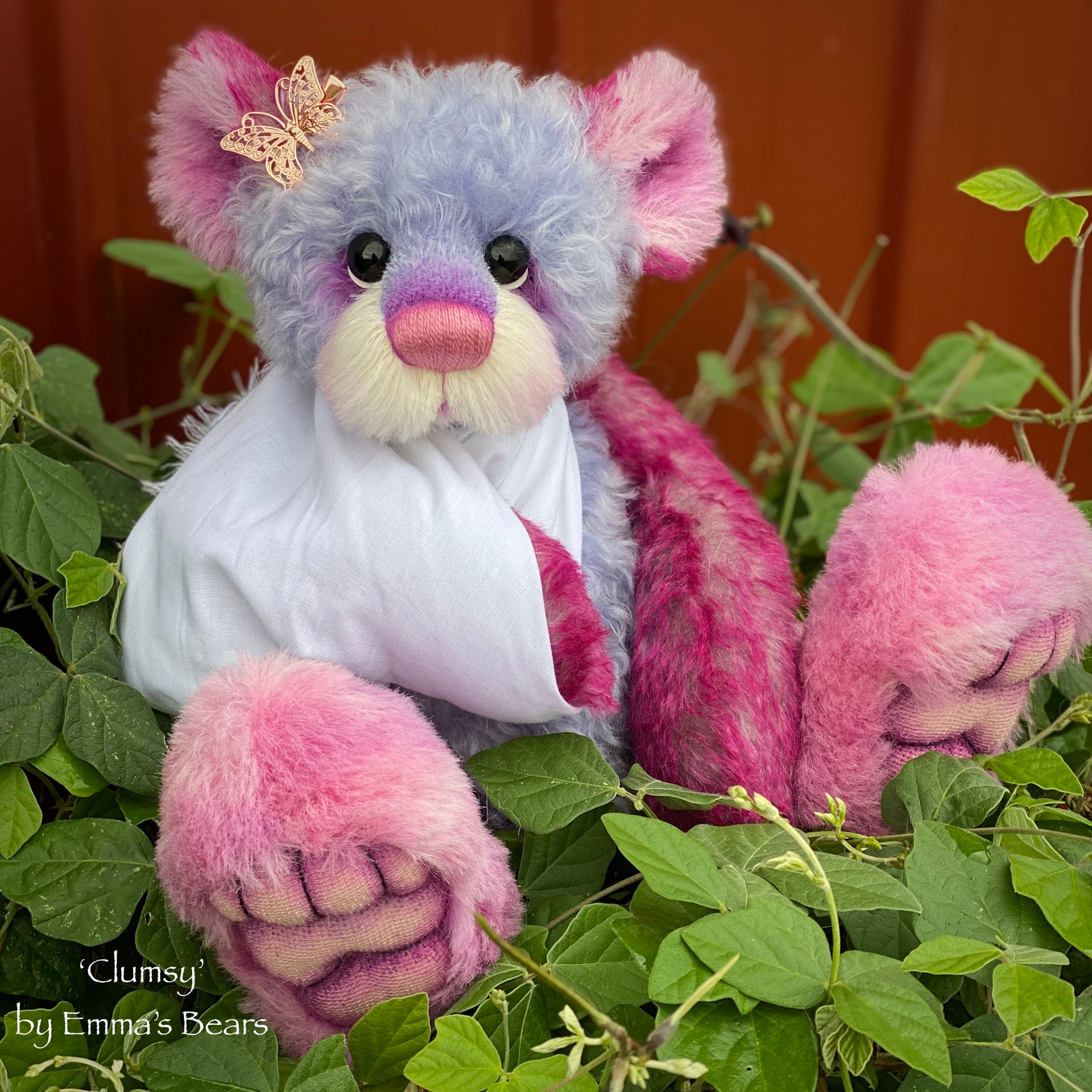 Clumsy - 12" Hand-dyed Mohair and Alpaca Bear by Emma's Bears - OOAK