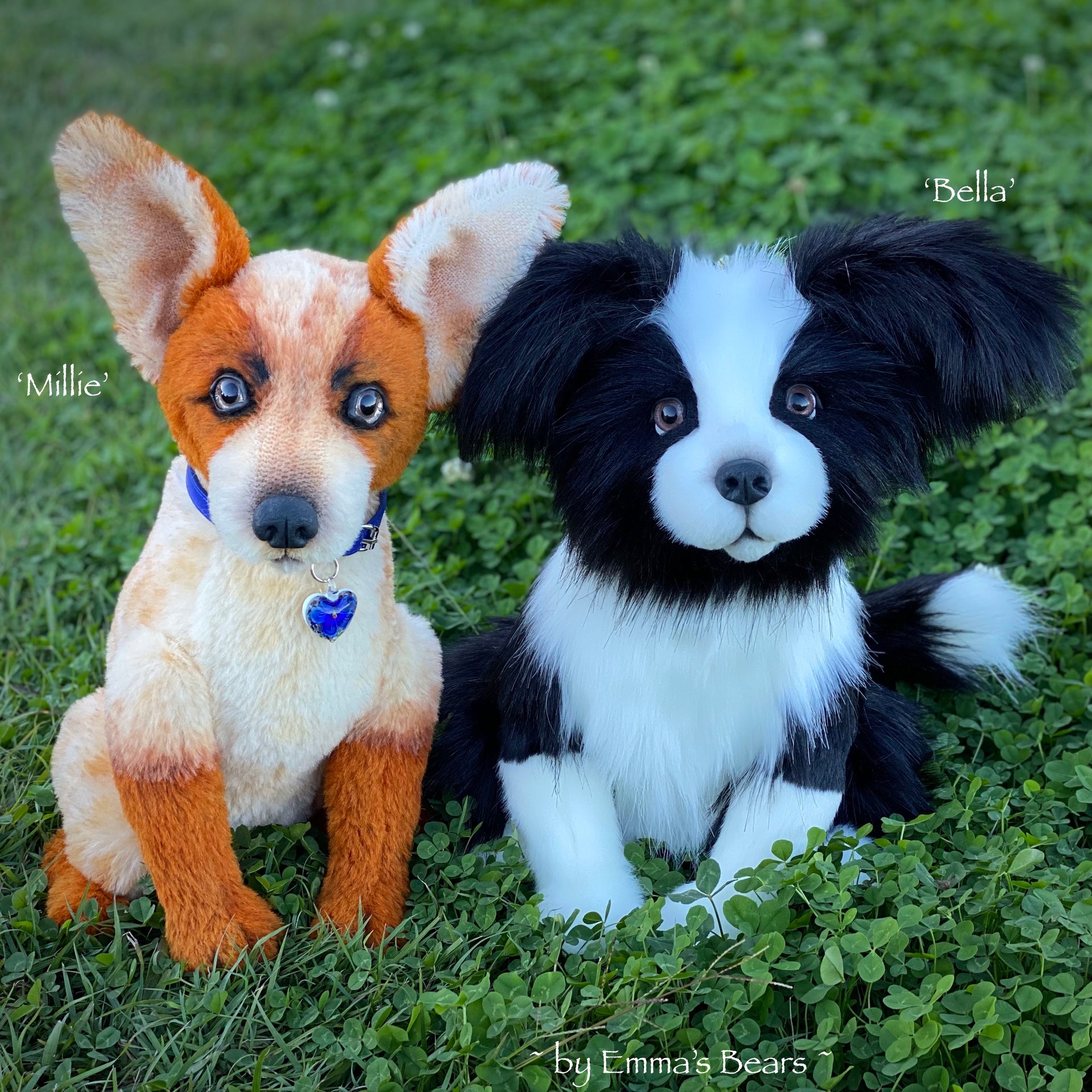 Bella - 17" faux fur artist Border Collie puppy by Emmas Bears - OOAK