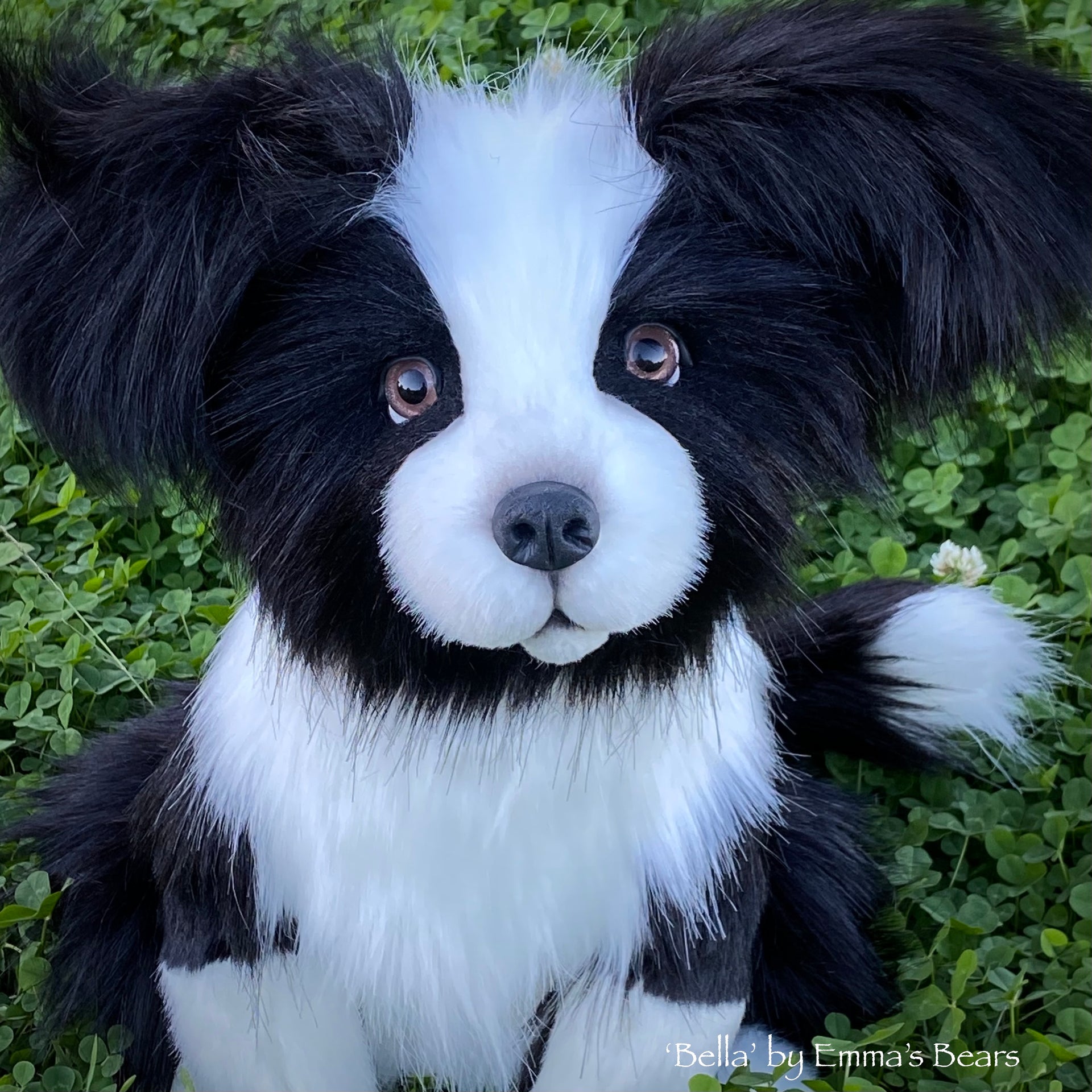 Bella - 17" faux fur artist Border Collie puppy by Emmas Bears - OOAK