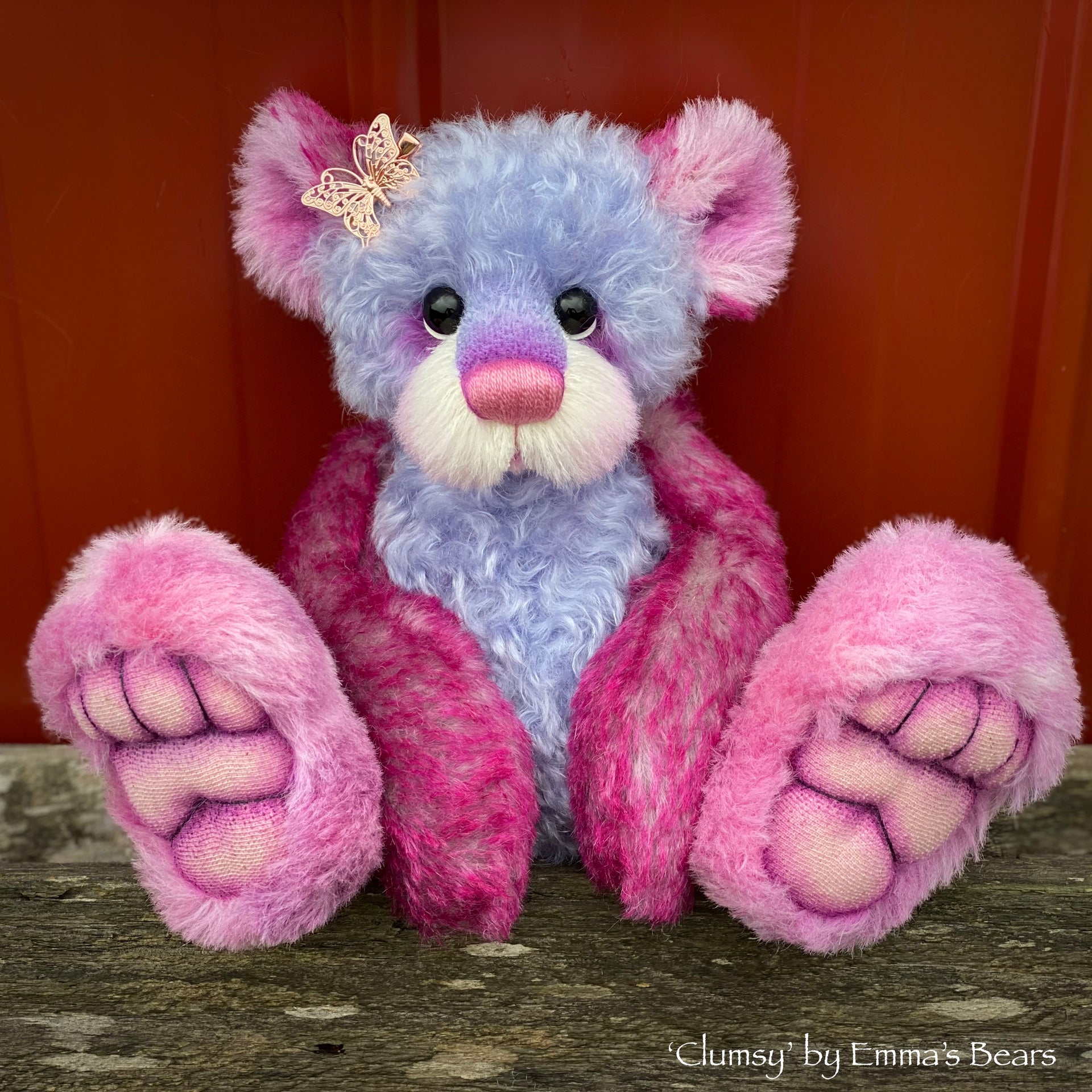 Clumsy - 12" Hand-dyed Mohair and Alpaca Bear by Emma's Bears - OOAK