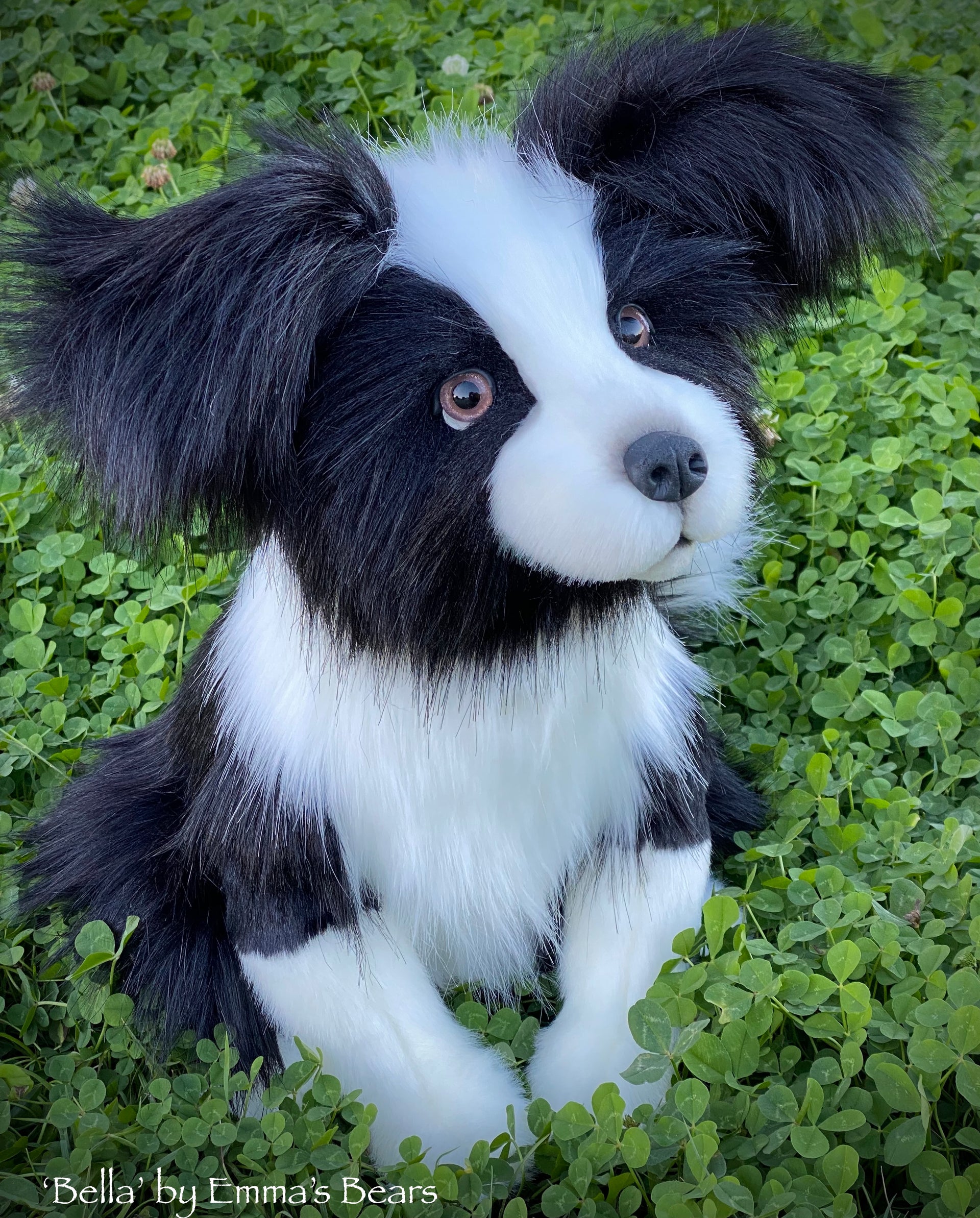 Bella - 17" faux fur artist Border Collie puppy by Emmas Bears - OOAK