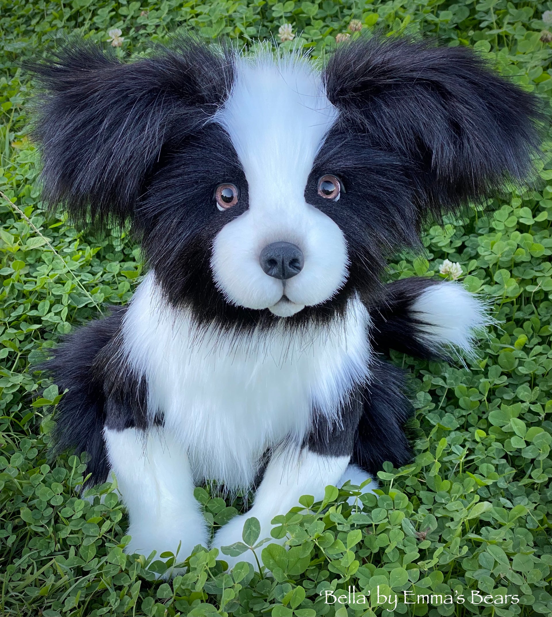 Bella - 17" faux fur artist Border Collie puppy by Emmas Bears - OOAK