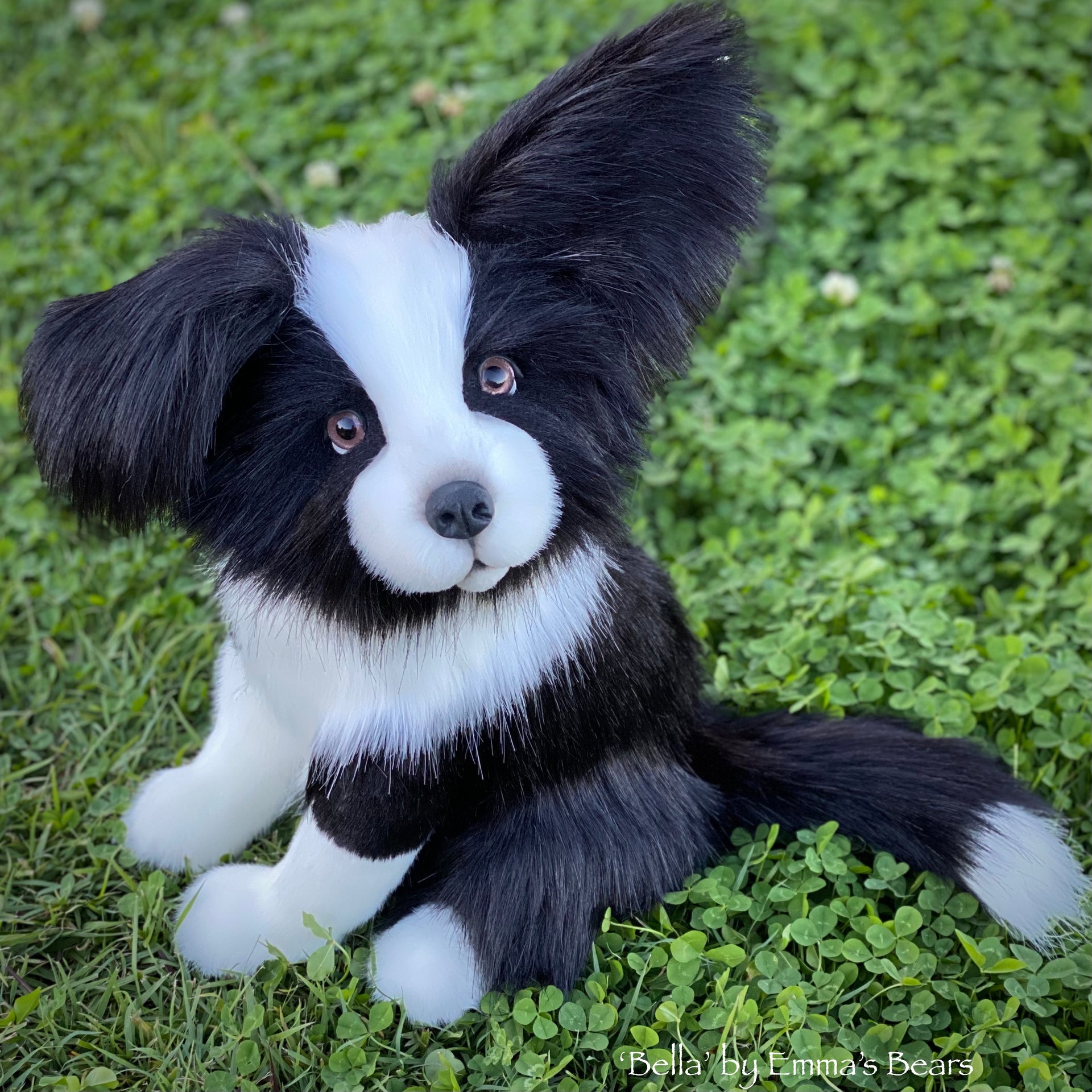 Bella - 17" faux fur artist Border Collie puppy by Emmas Bears - OOAK