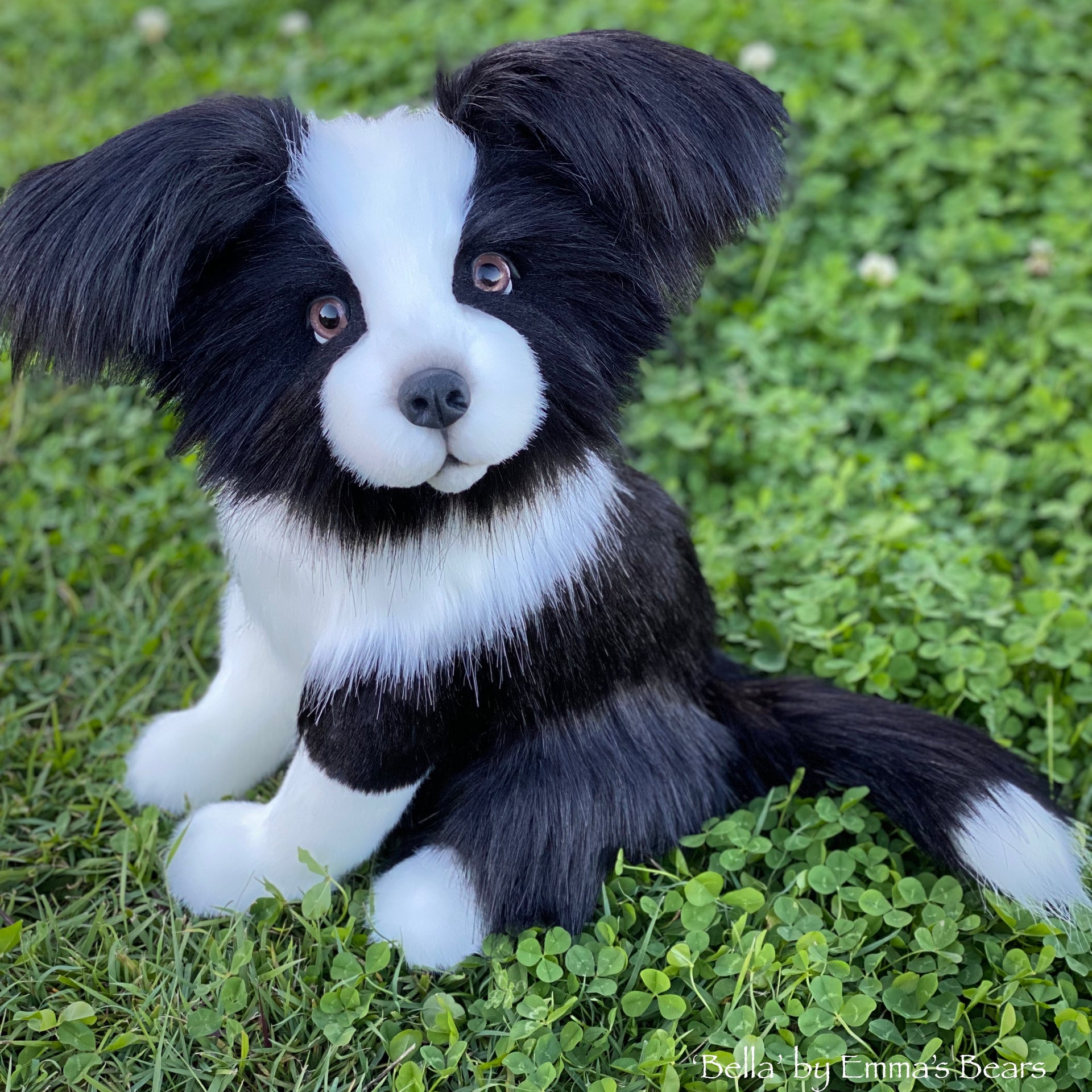 Bella - 17" faux fur artist Border Collie puppy by Emmas Bears - OOAK