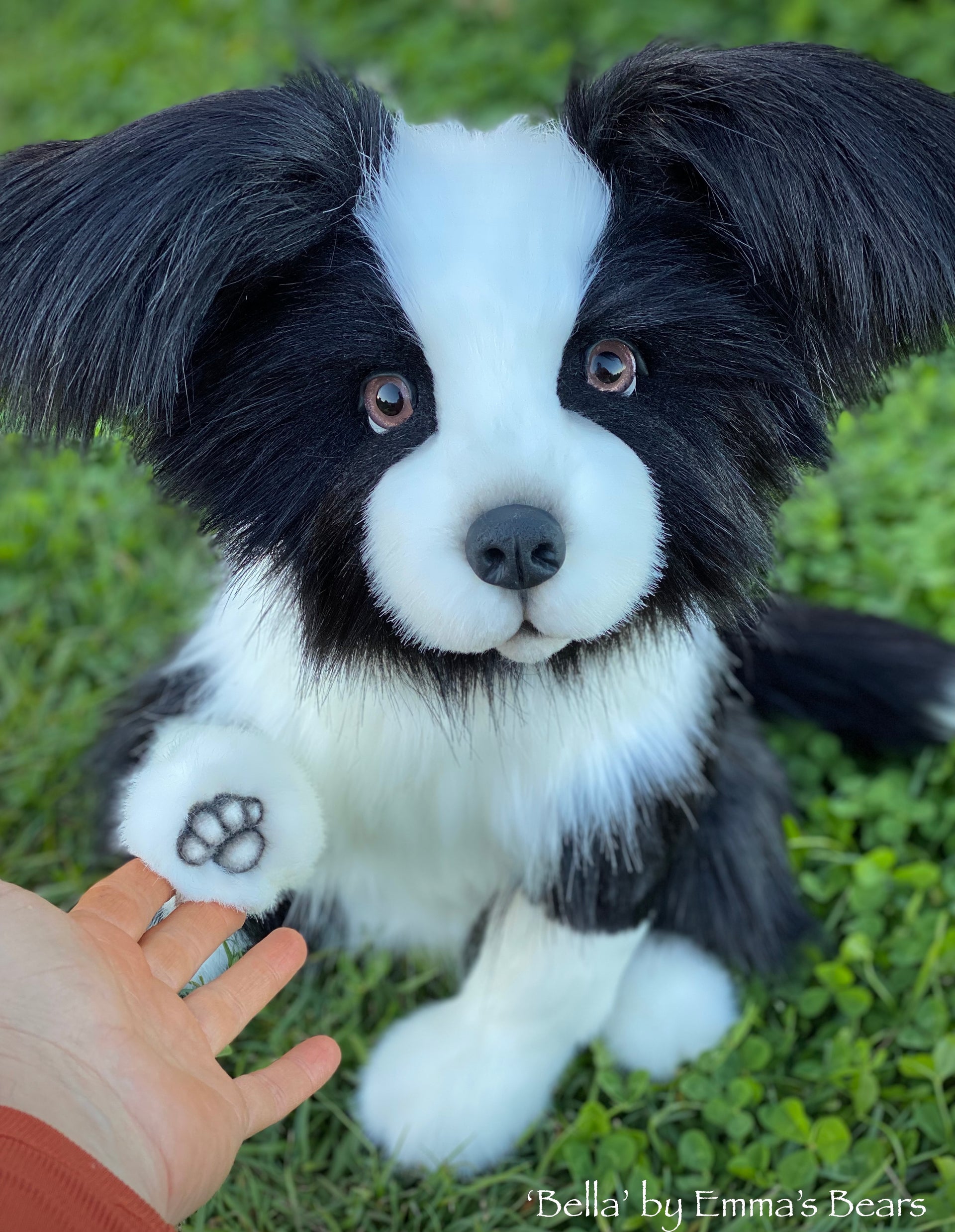 Bella - 17" faux fur artist Border Collie puppy by Emmas Bears - OOAK