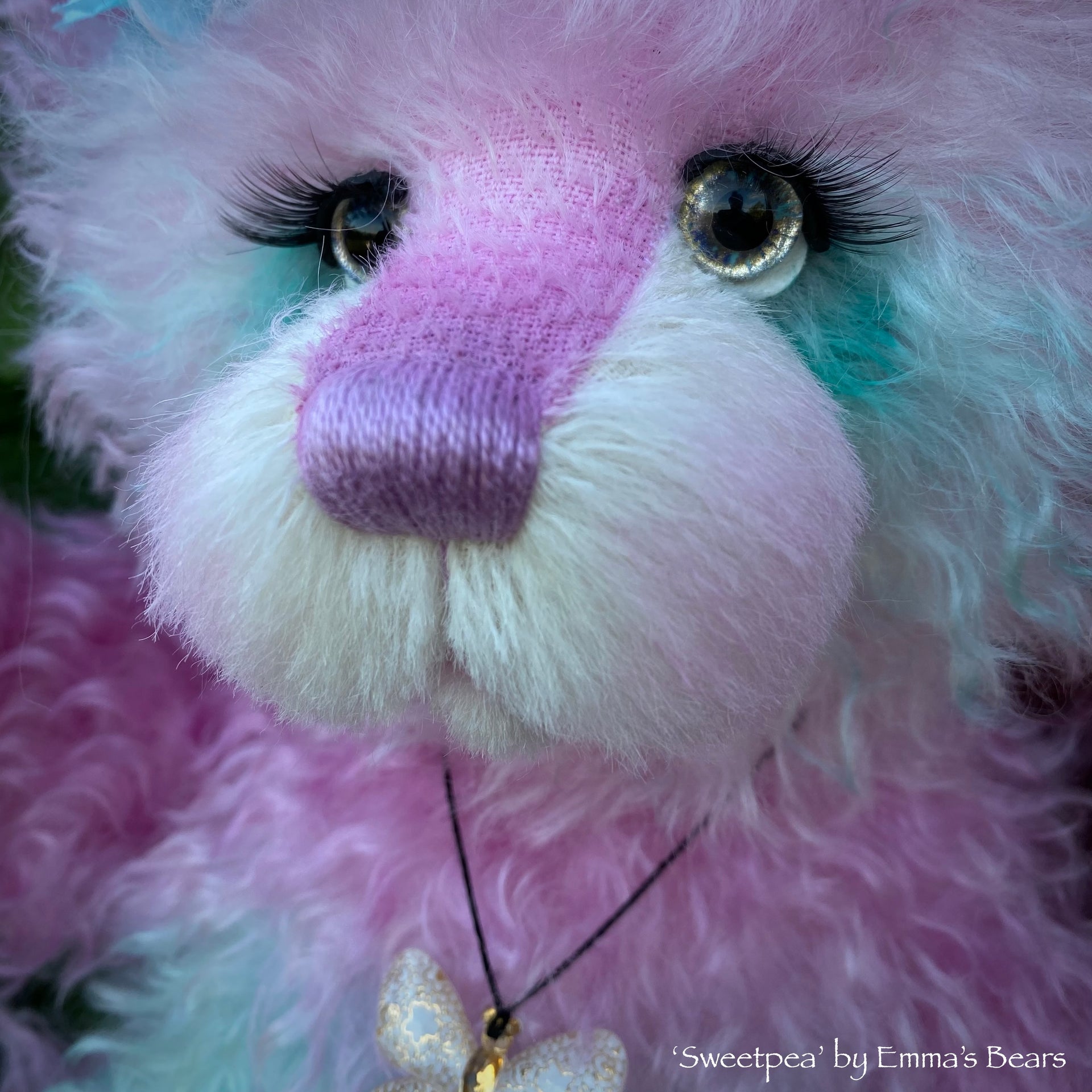 Sweetpea - 16" Hand-dyed Curlylocks Mohair Artist Bear by Emma's Bears - OOAK