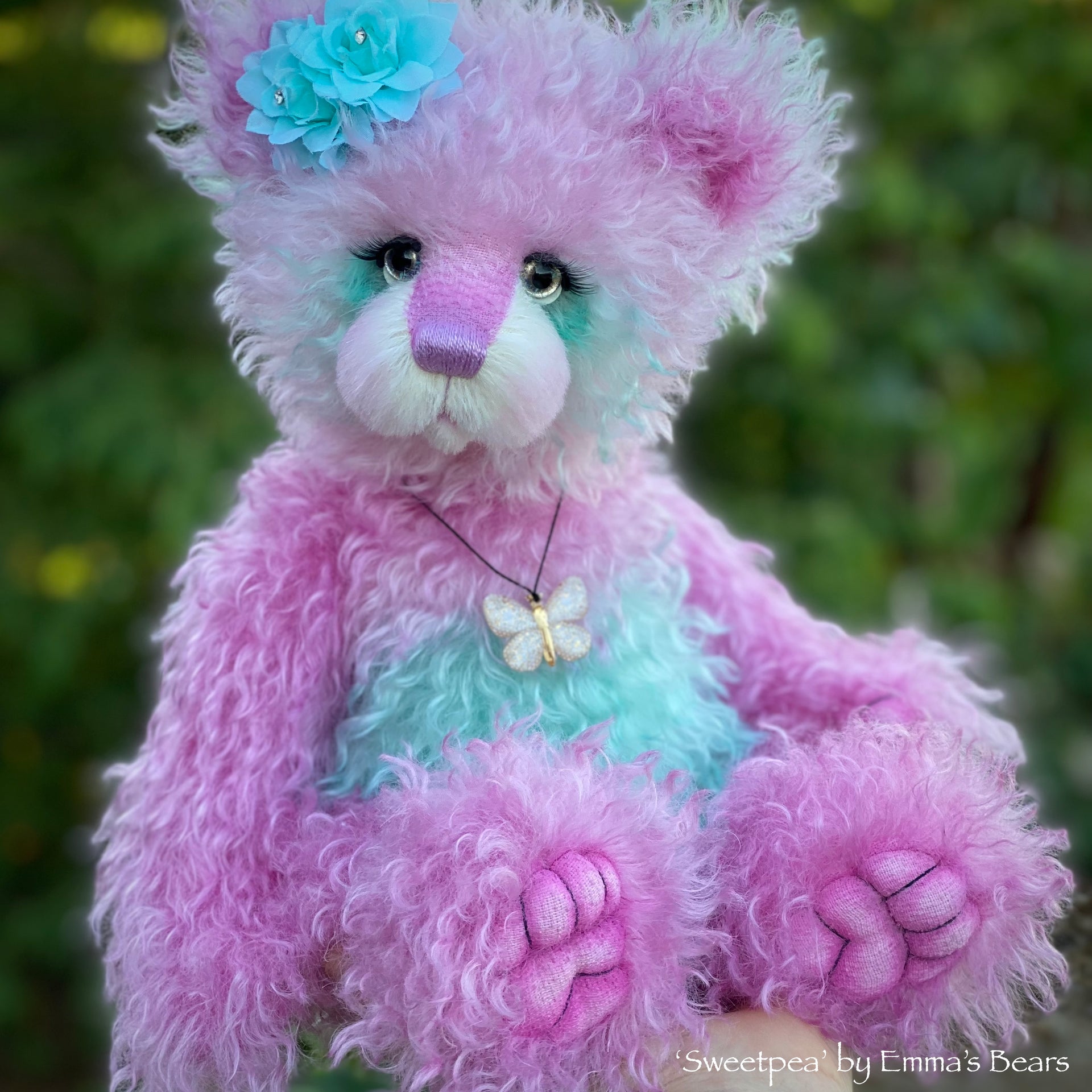 Sweetpea - 16" Hand-dyed Curlylocks Mohair Artist Bear by Emma's Bears - OOAK