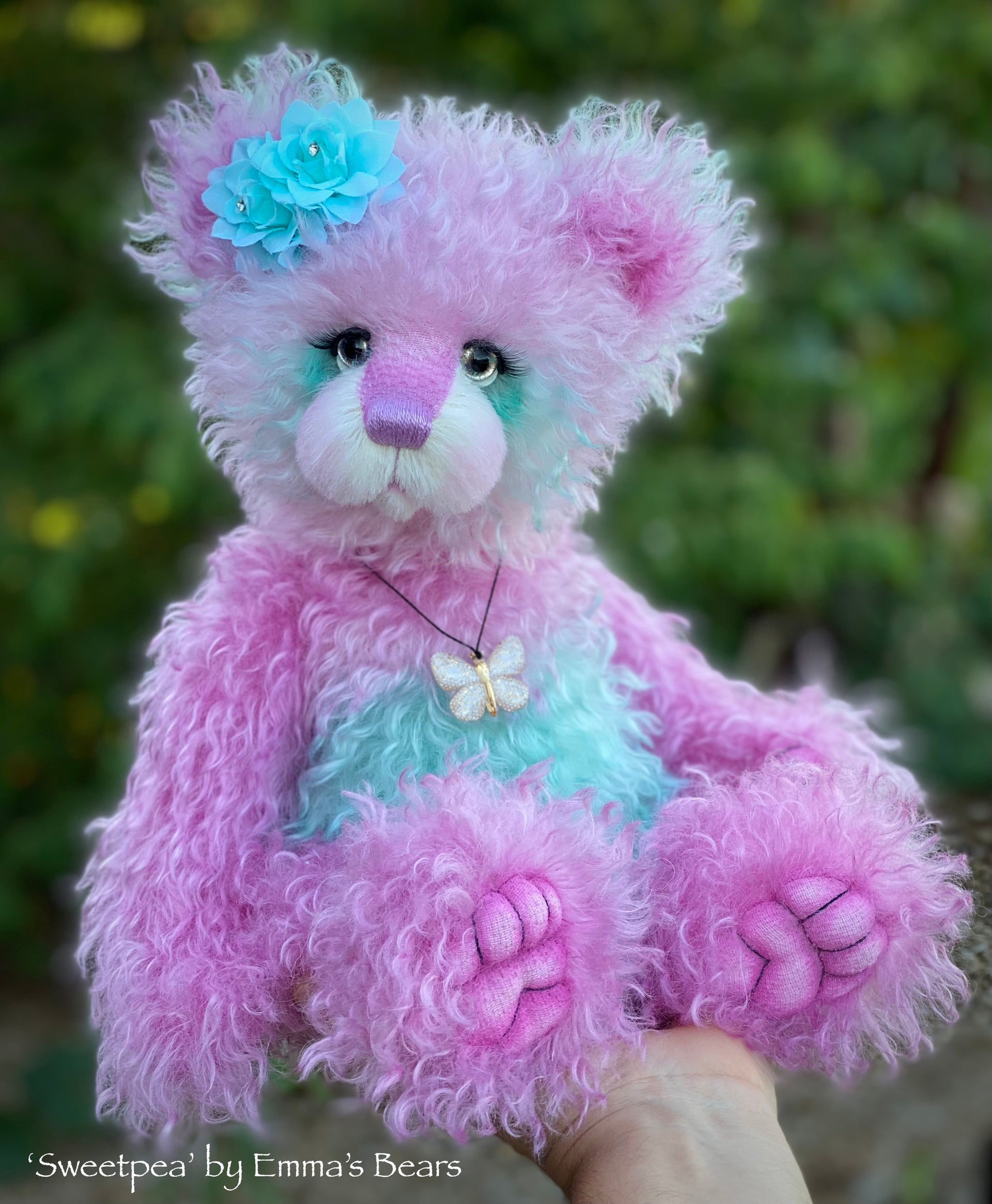 Sweetpea - 16" Hand-dyed Curlylocks Mohair Artist Bear by Emma's Bears - OOAK