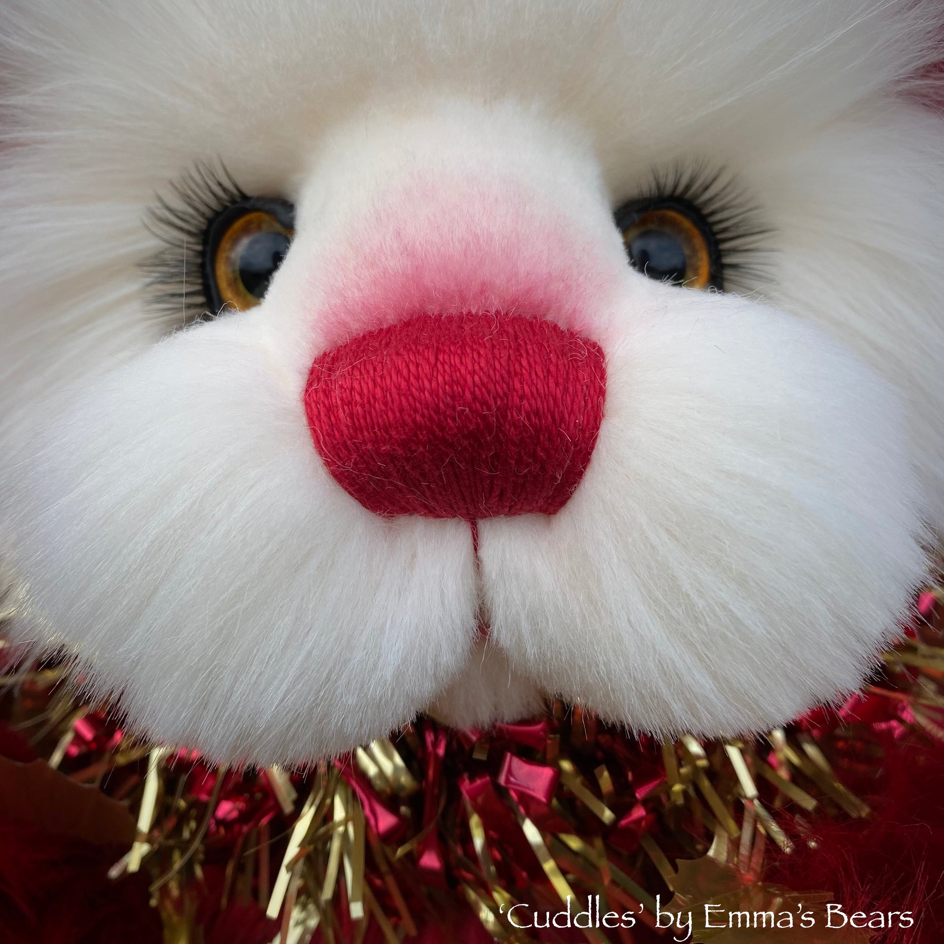 Cuddles - 14" Faux Fur Christmas artist bear by Emmas Bears - OOAK