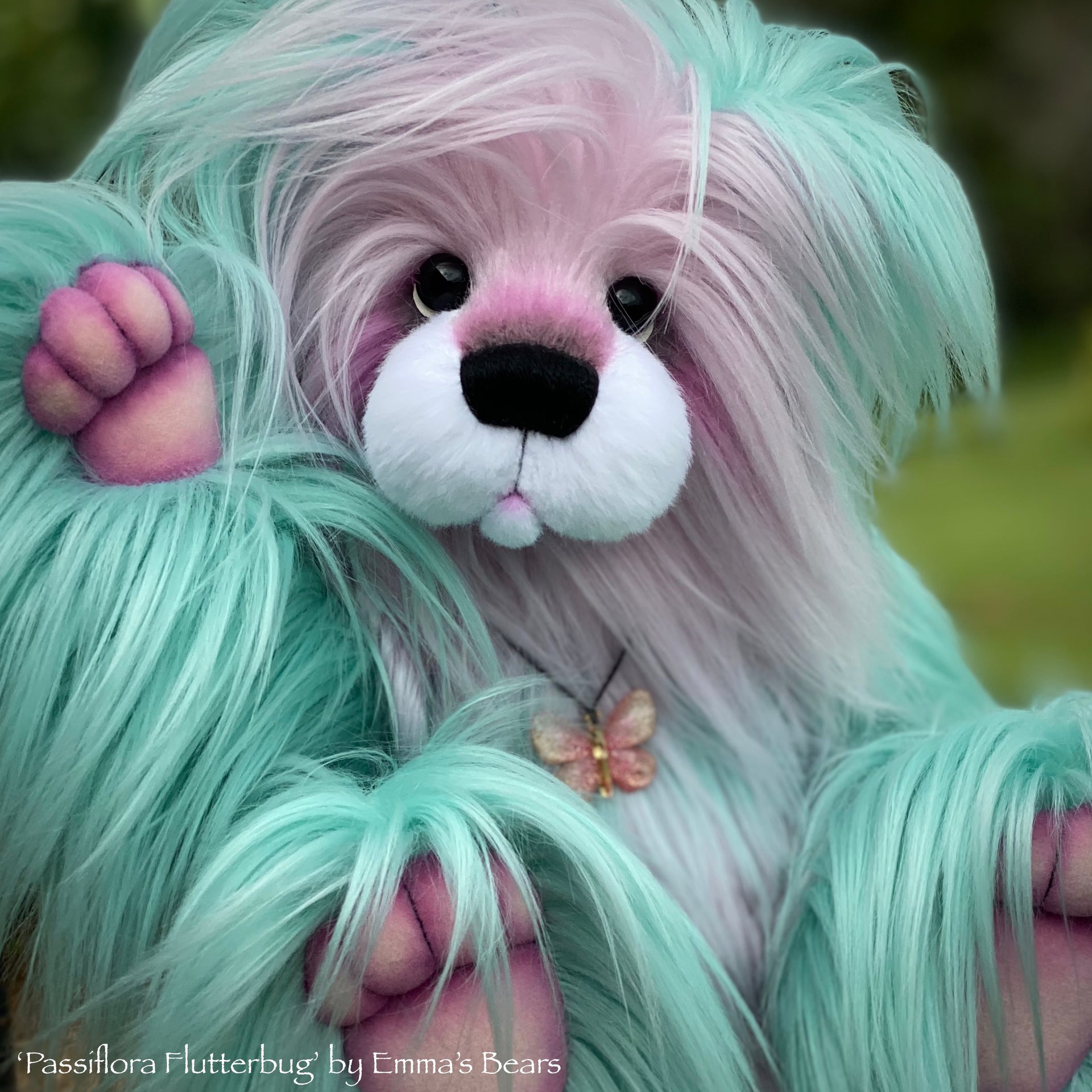 Passiflora Flutterbug - 15" faux fur bear by Emmas Bears - OOAK