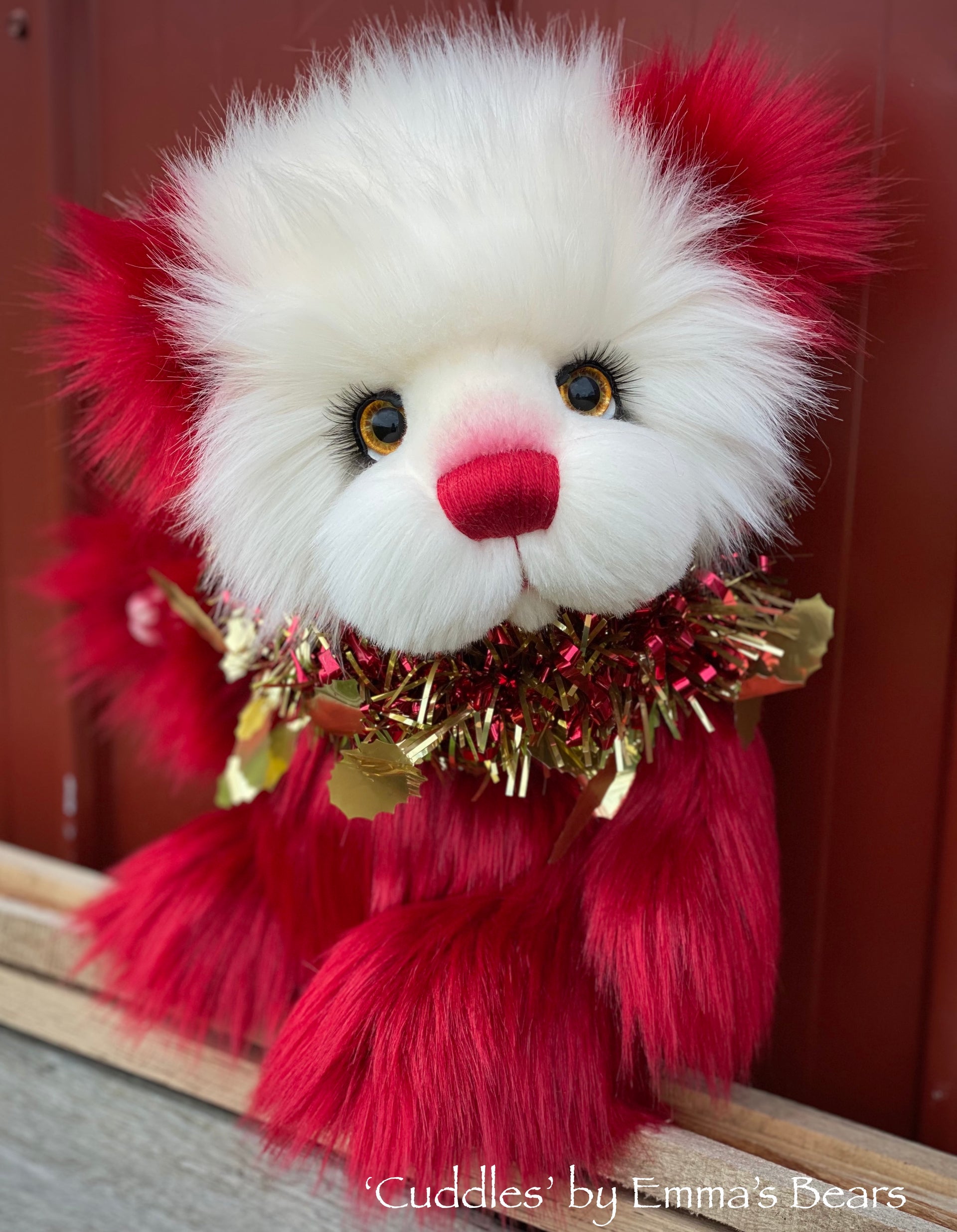 Cuddles - 14" Faux Fur Christmas artist bear by Emmas Bears - OOAK