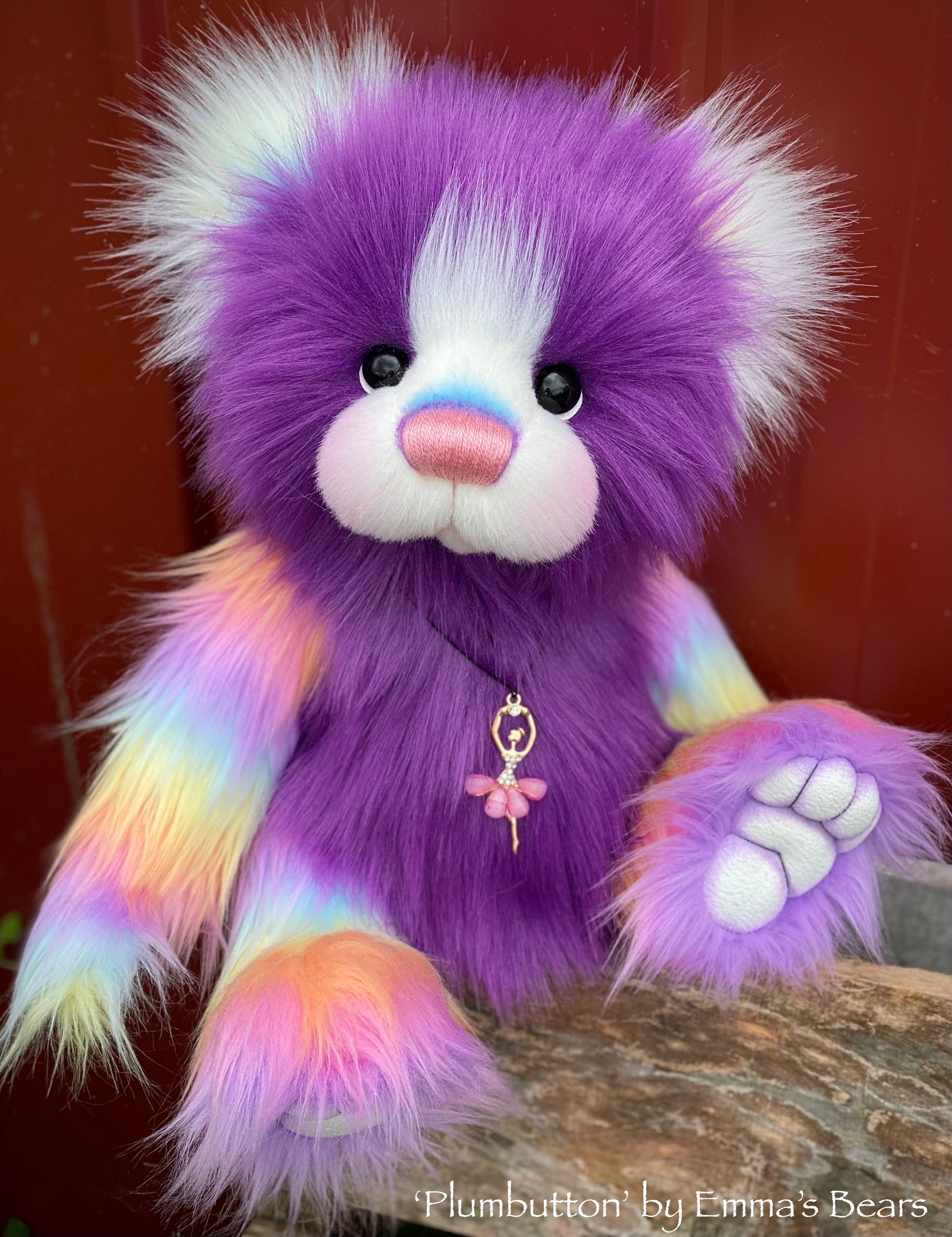 Plumbutton - 16" faux fur bear by Emmas Bears - OOAK