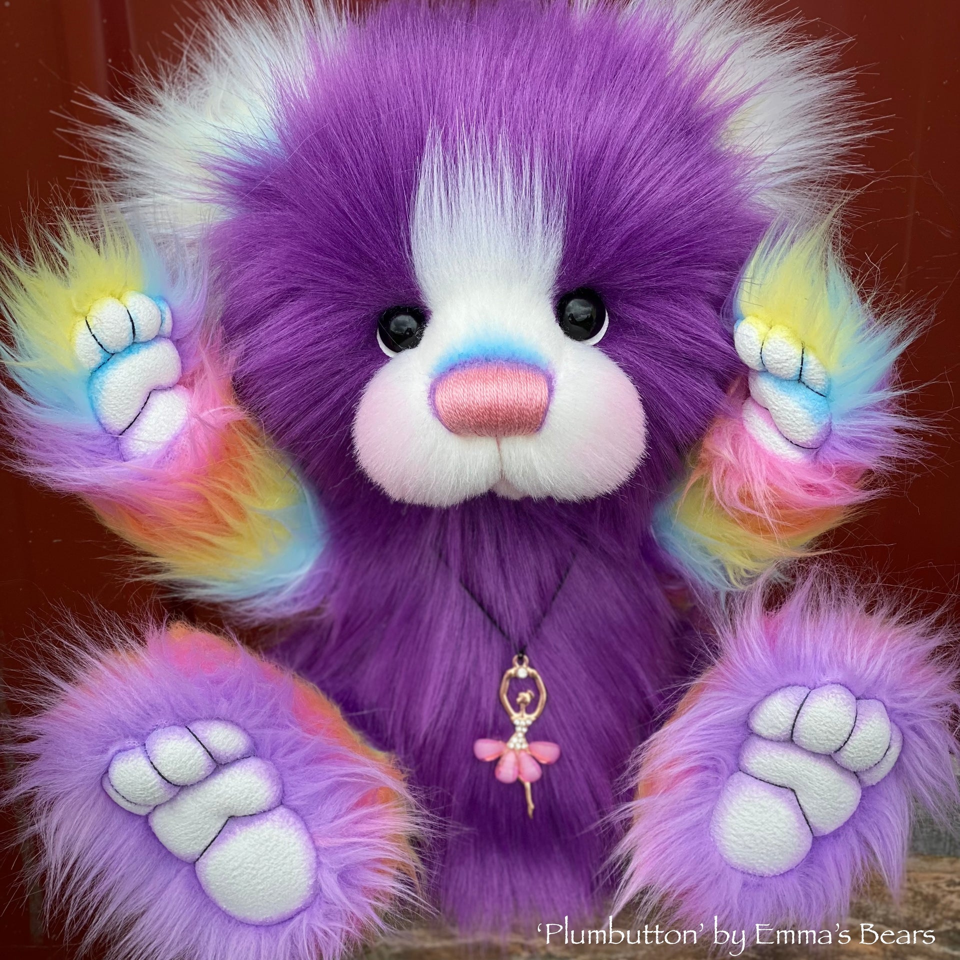 Plumbutton - 16" faux fur bear by Emmas Bears - OOAK