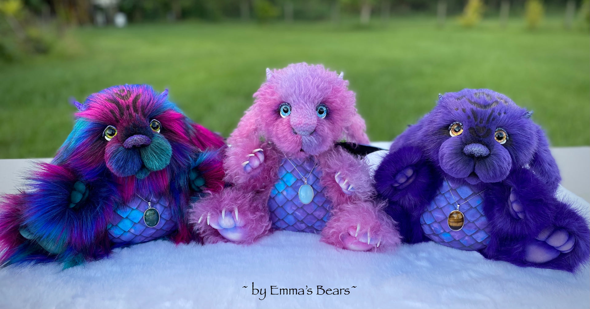 Muddlepuff - 15" hand-dyed curlylocks mohair Artist Baby Dragon by Emmas Bears - OOAK