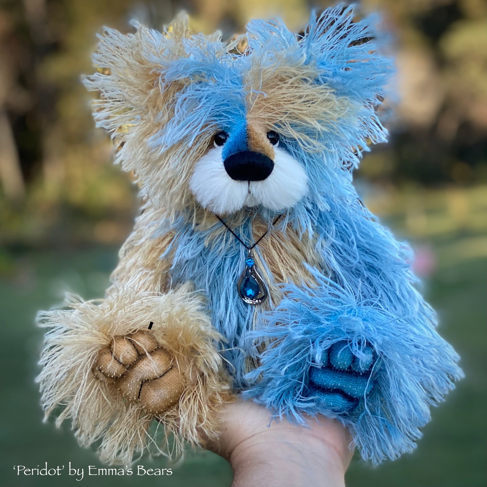 Peridot - 12" Hand Dyed String Mohair Artist Bear by Emma's Bears - OOAK
