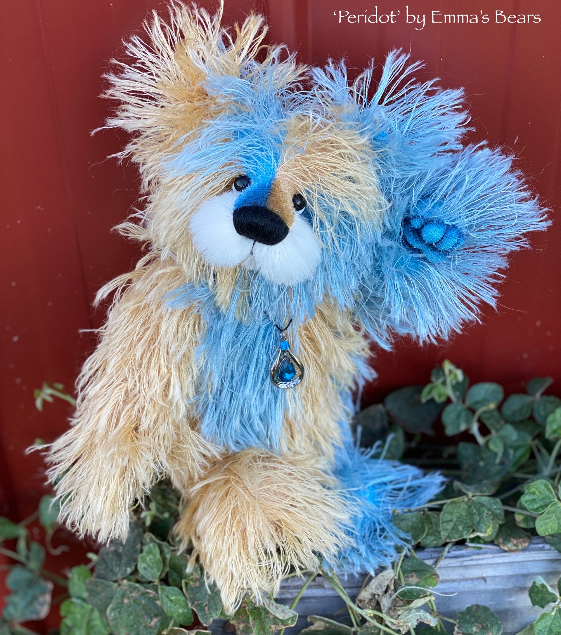 Peridot - 12" Hand Dyed String Mohair Artist Bear by Emma's Bears - OOAK