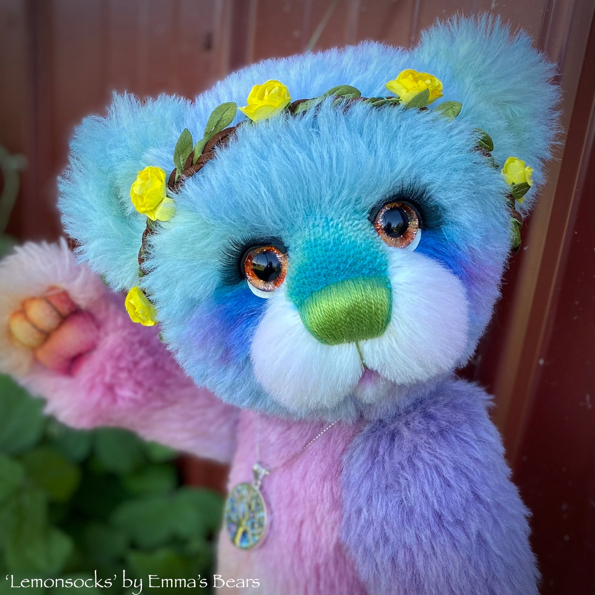 Lemonsocks - 16" Hand-Dyed Rainbow Bear by Emma's Bears - OOAK