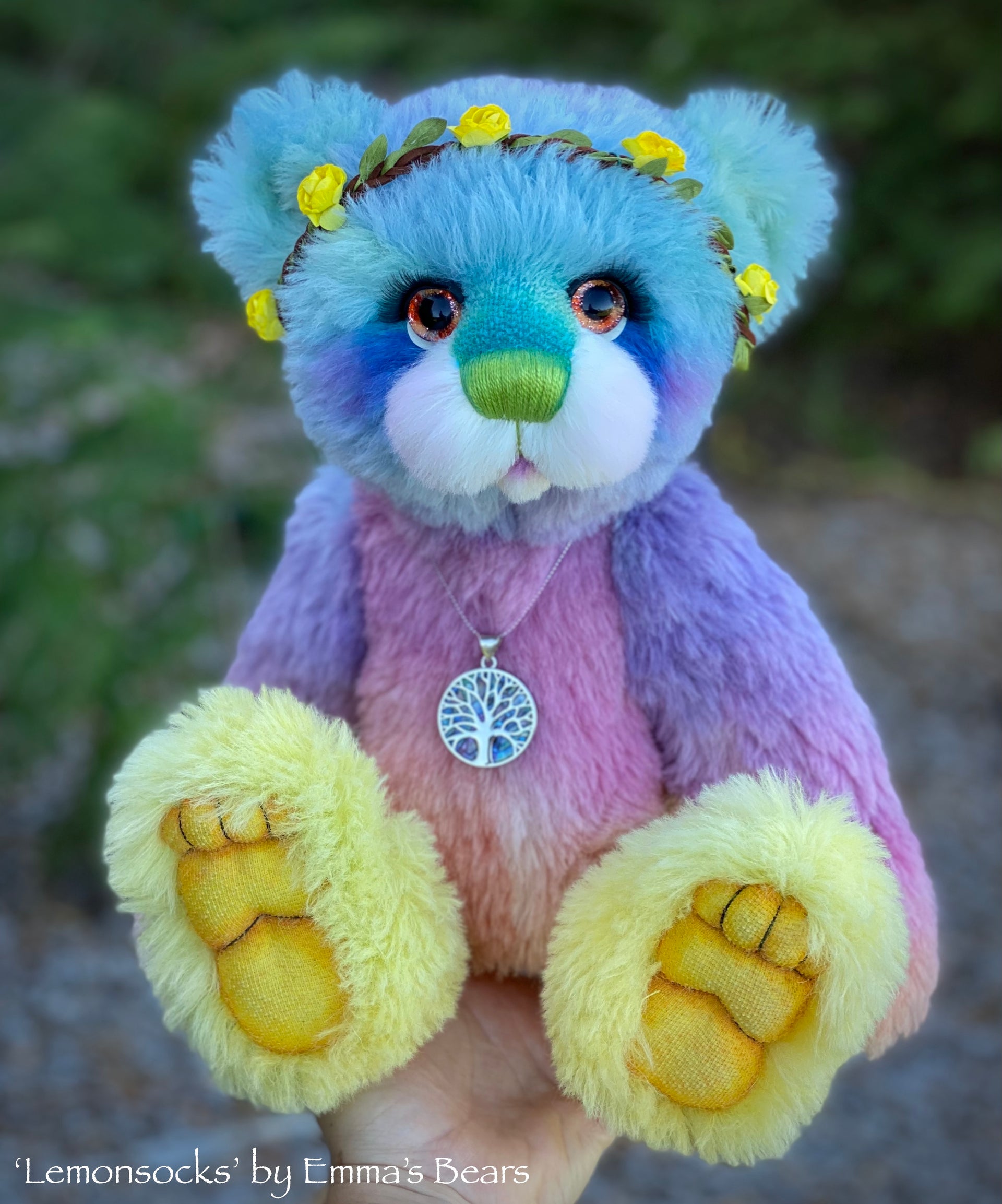 Lemonsocks - 16" Hand-Dyed Rainbow Bear by Emma's Bears - OOAK