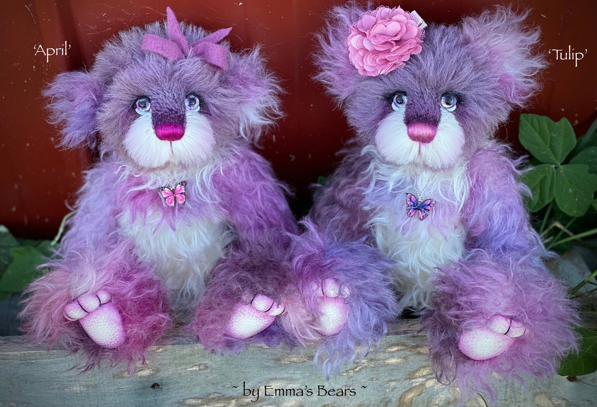 April - 11" Hand-Dyed mohair and alpaca bear by Emma's Bears - OOAK