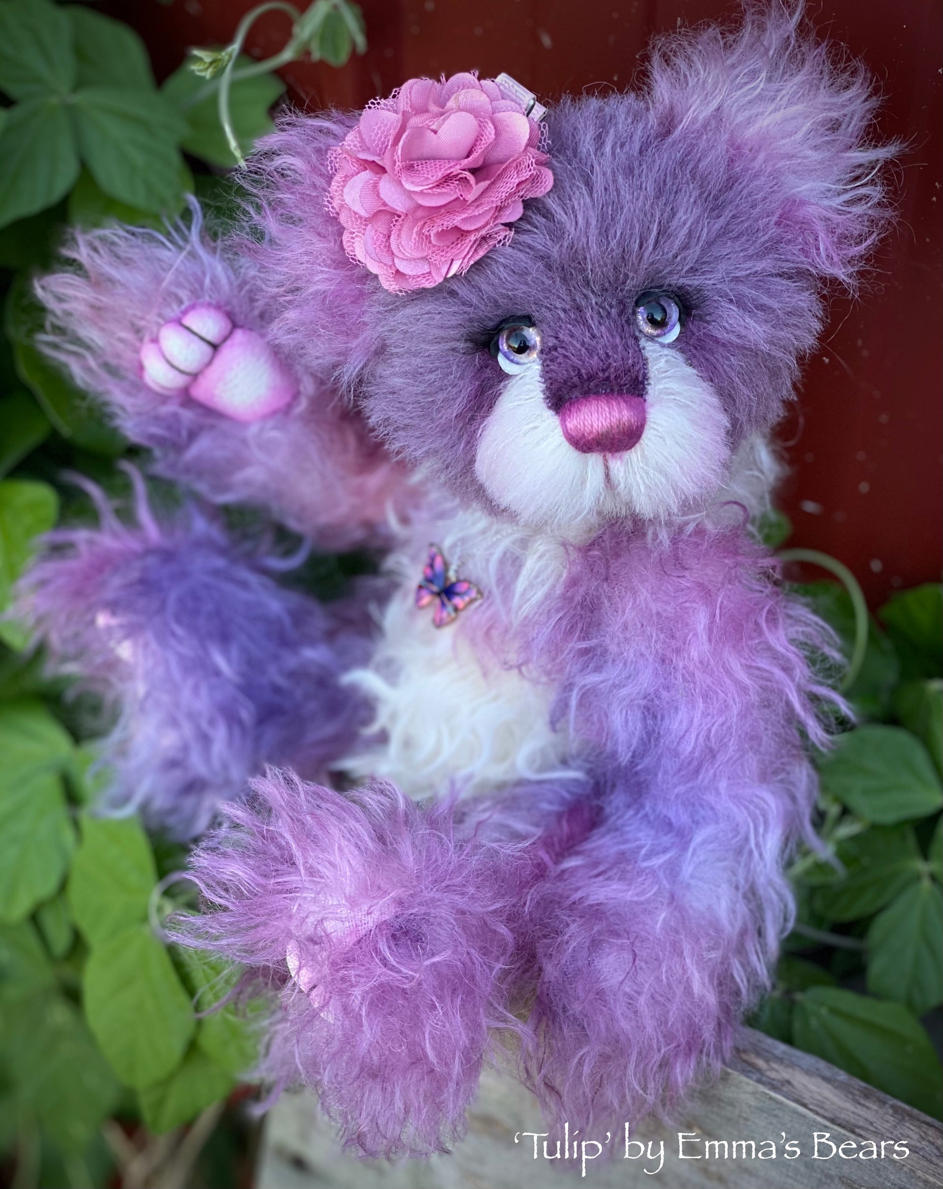 Tulip - 11" Hand-Dyed mohair and alpaca bear by Emma's Bears - OOAK