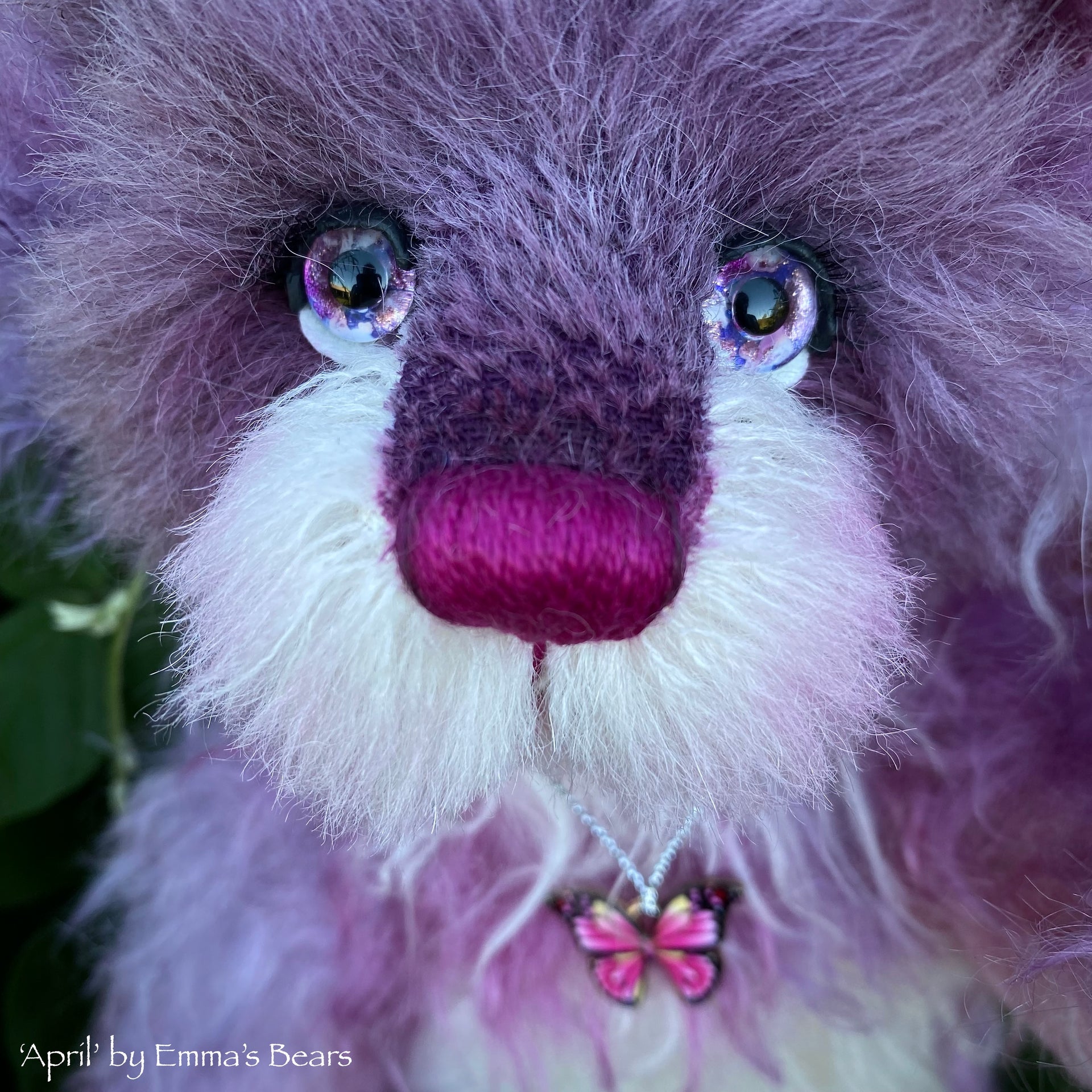 April - 11" Hand-Dyed mohair and alpaca bear by Emma's Bears - OOAK