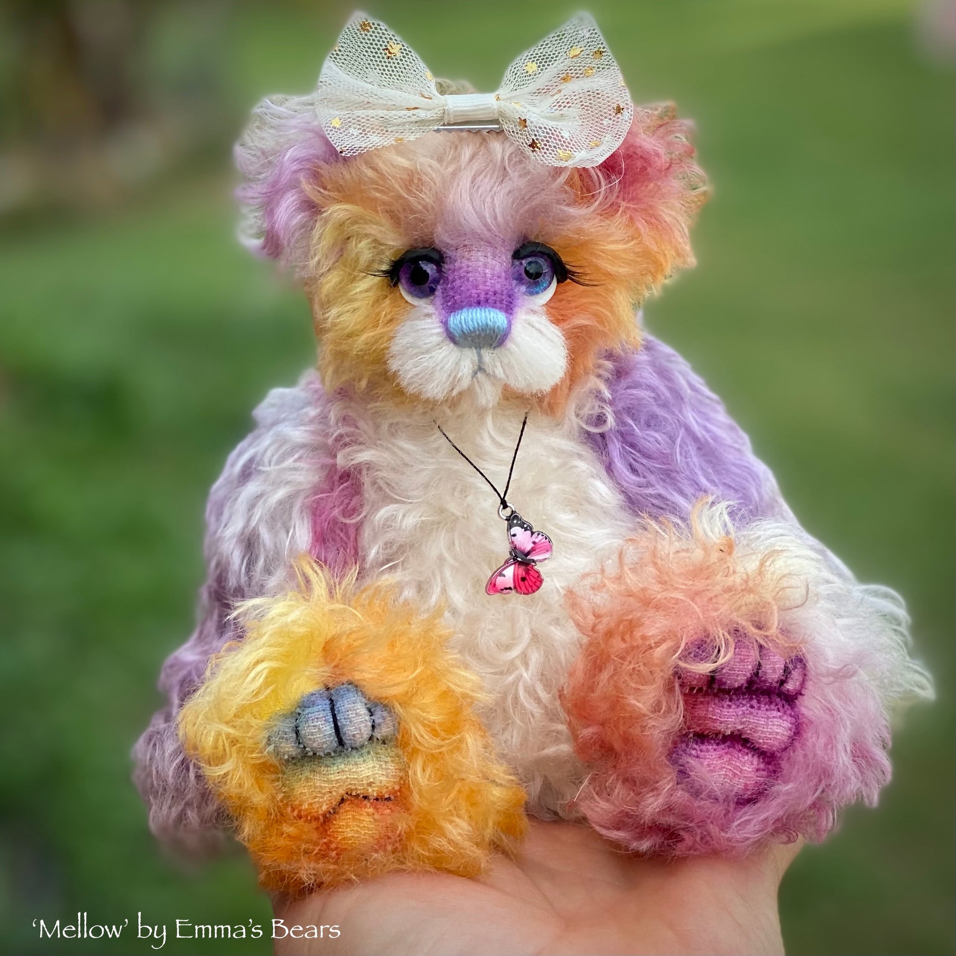 Mellow - 9" hand dyed kid mohair bear by Emmas Bears - OOAK