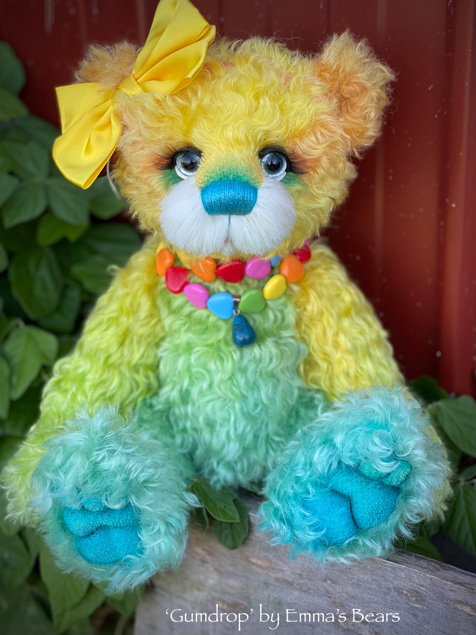 Gumdrop - 13" Hand-Dyed kid mohair bear by Emma's Bears - OOAK