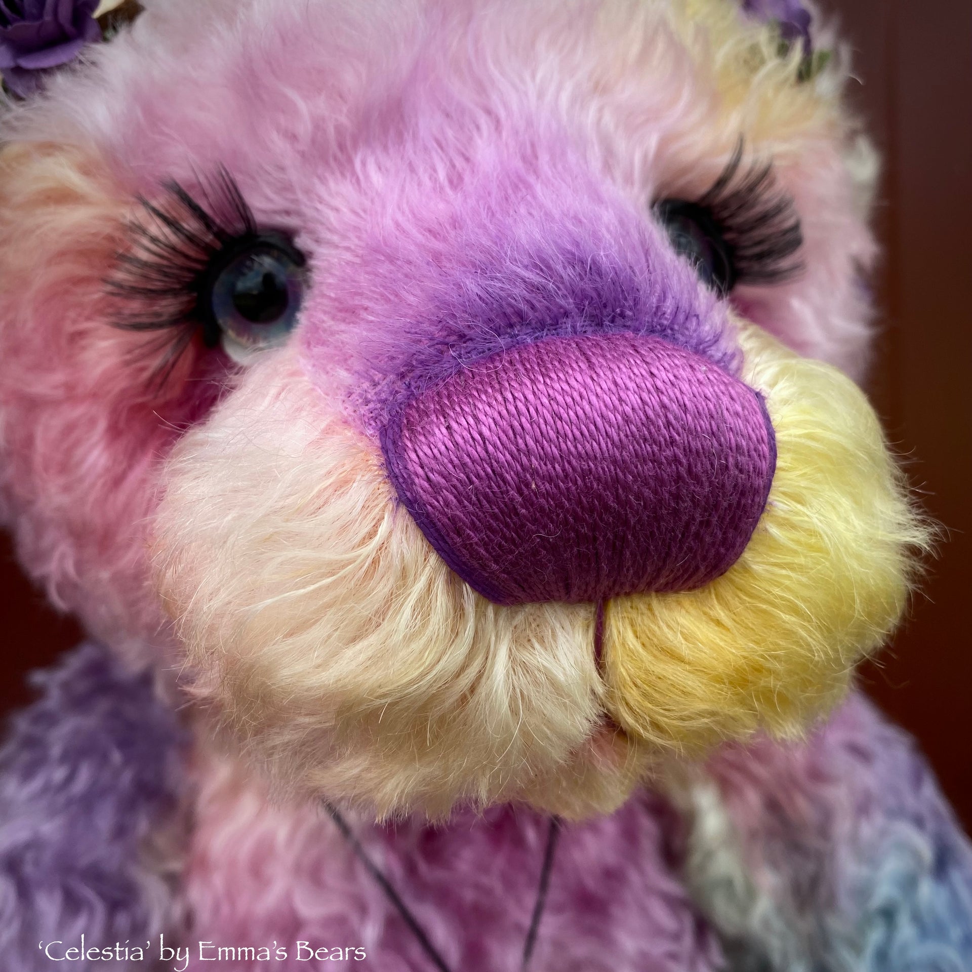 Celestia - 18" hand dyed curly kid mohair bear by Emmas Bears - OOAK