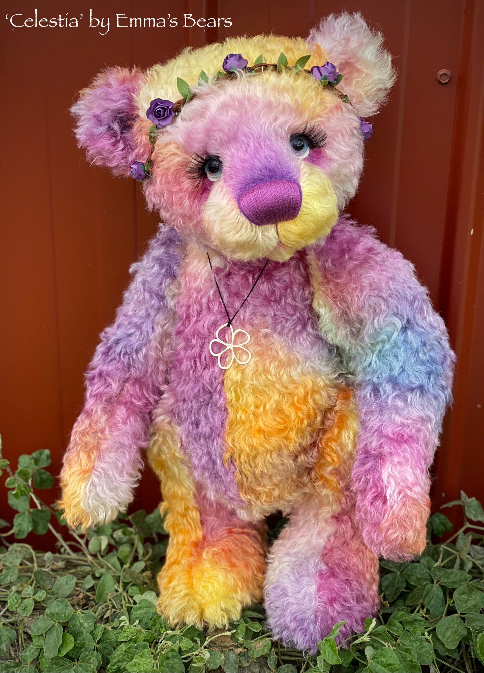 Celestia - 18" hand dyed curly kid mohair bear by Emmas Bears - OOAK