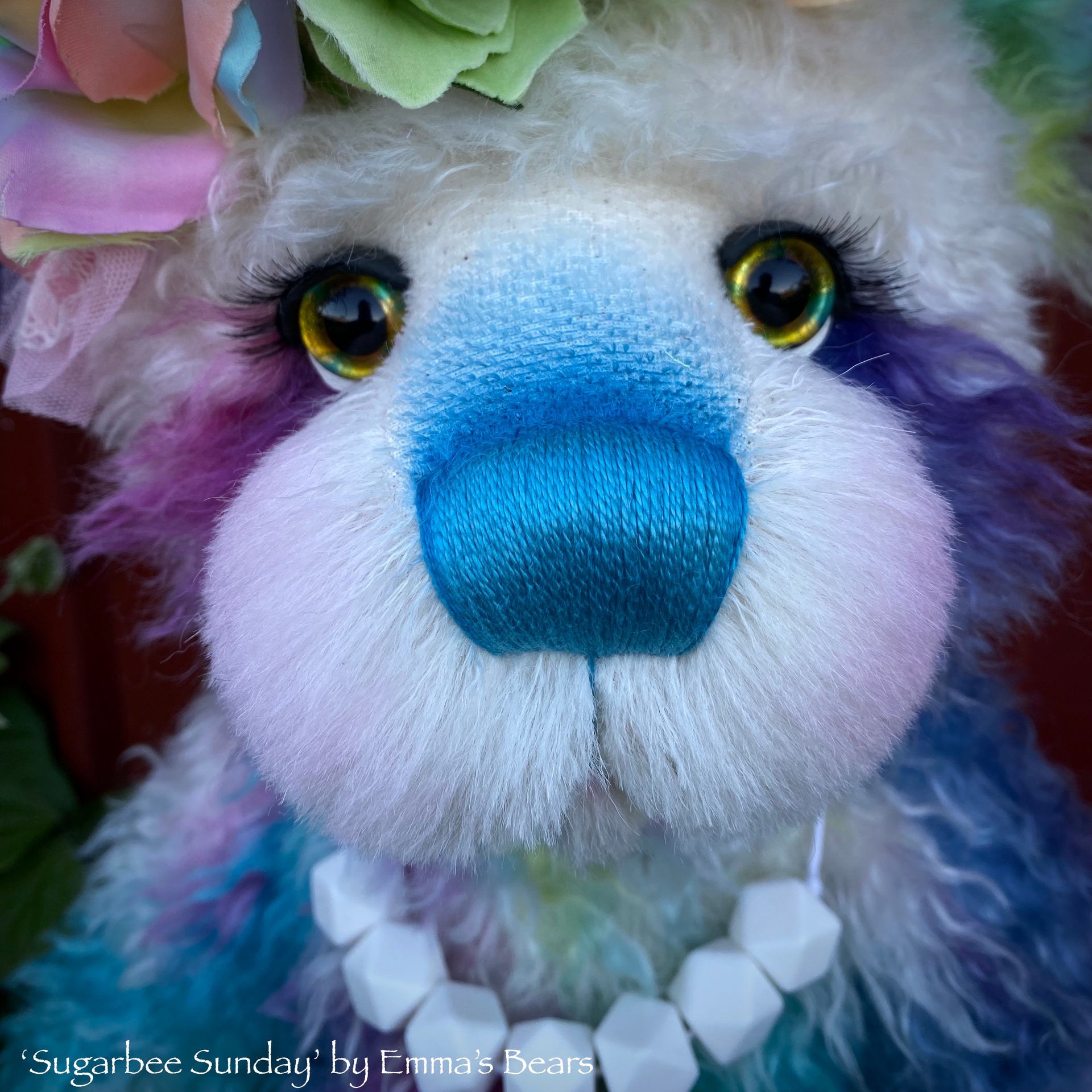 Sugarbee Sunday - 20" Hand-Dyed Rainbow mohair Artist Bear by Emma's Bears - OOAK