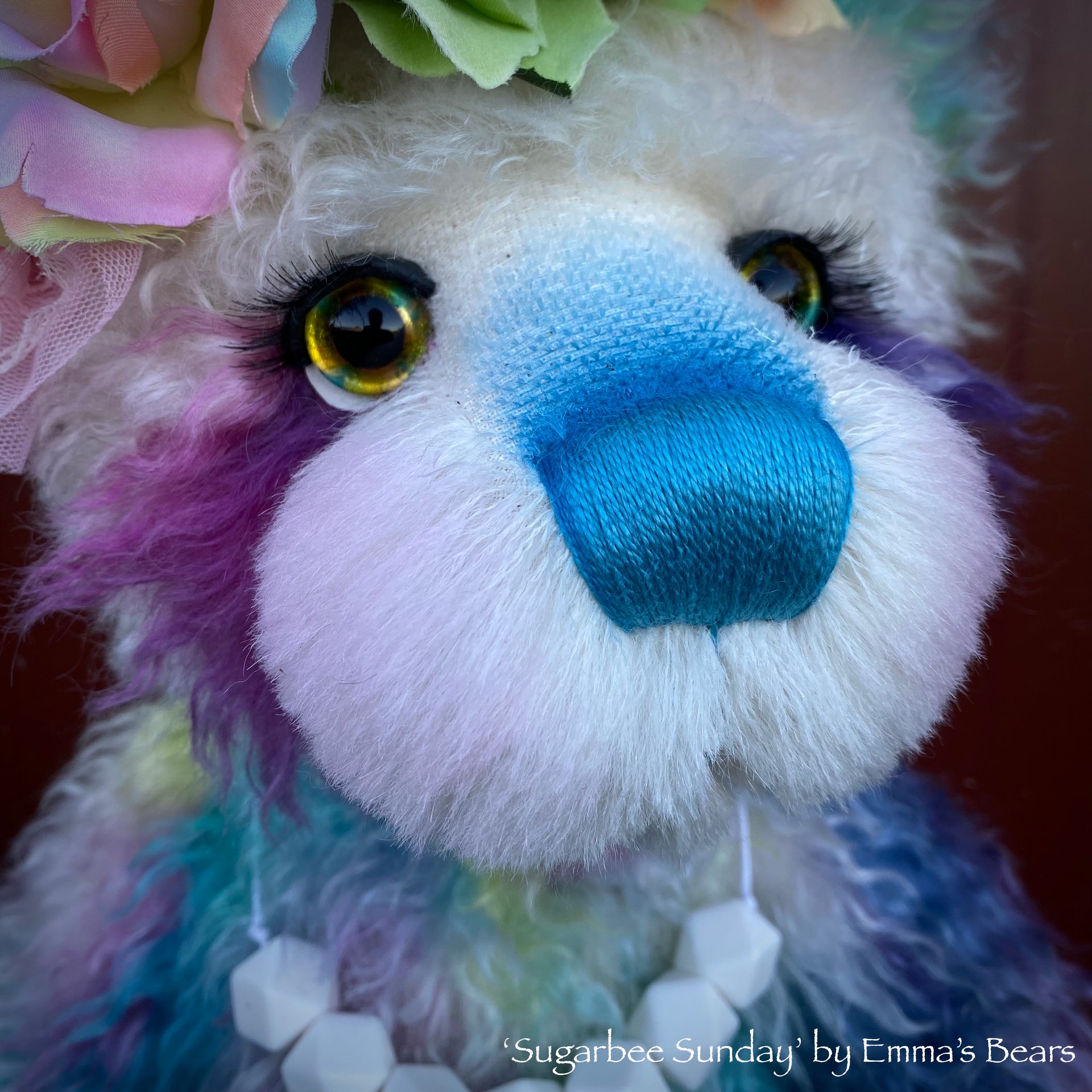 Sugarbee Sunday - 20" Hand-Dyed Rainbow mohair Artist Bear by Emma's Bears - OOAK