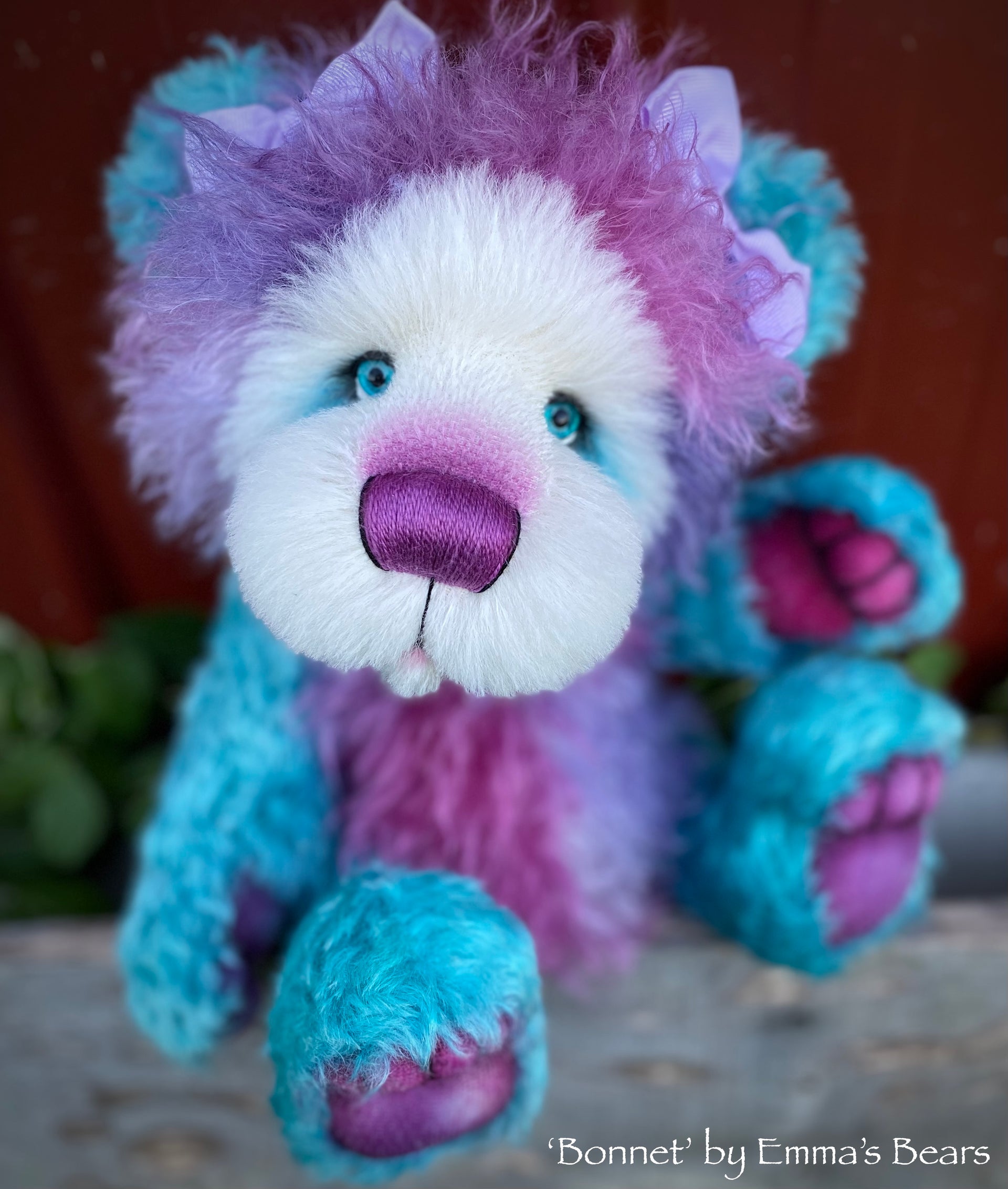 Bonnet - 15" Hand-Dyed Curlylocks Mohair Artist Bear by Emma's Bears - OOAK