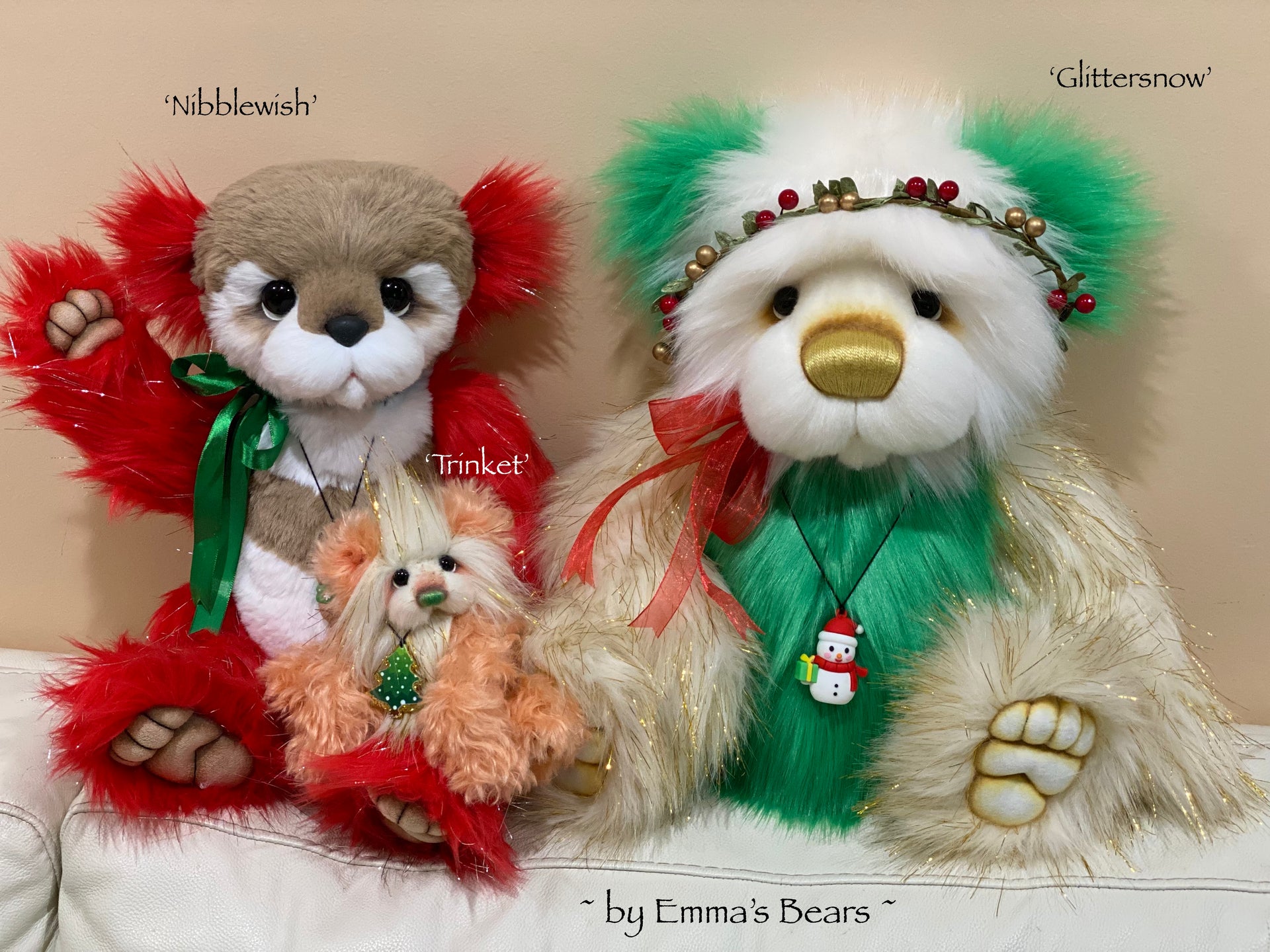 Glittersnow - 18" Faux Fur Christmas Artist Bear by Emma's Bears - OOAK