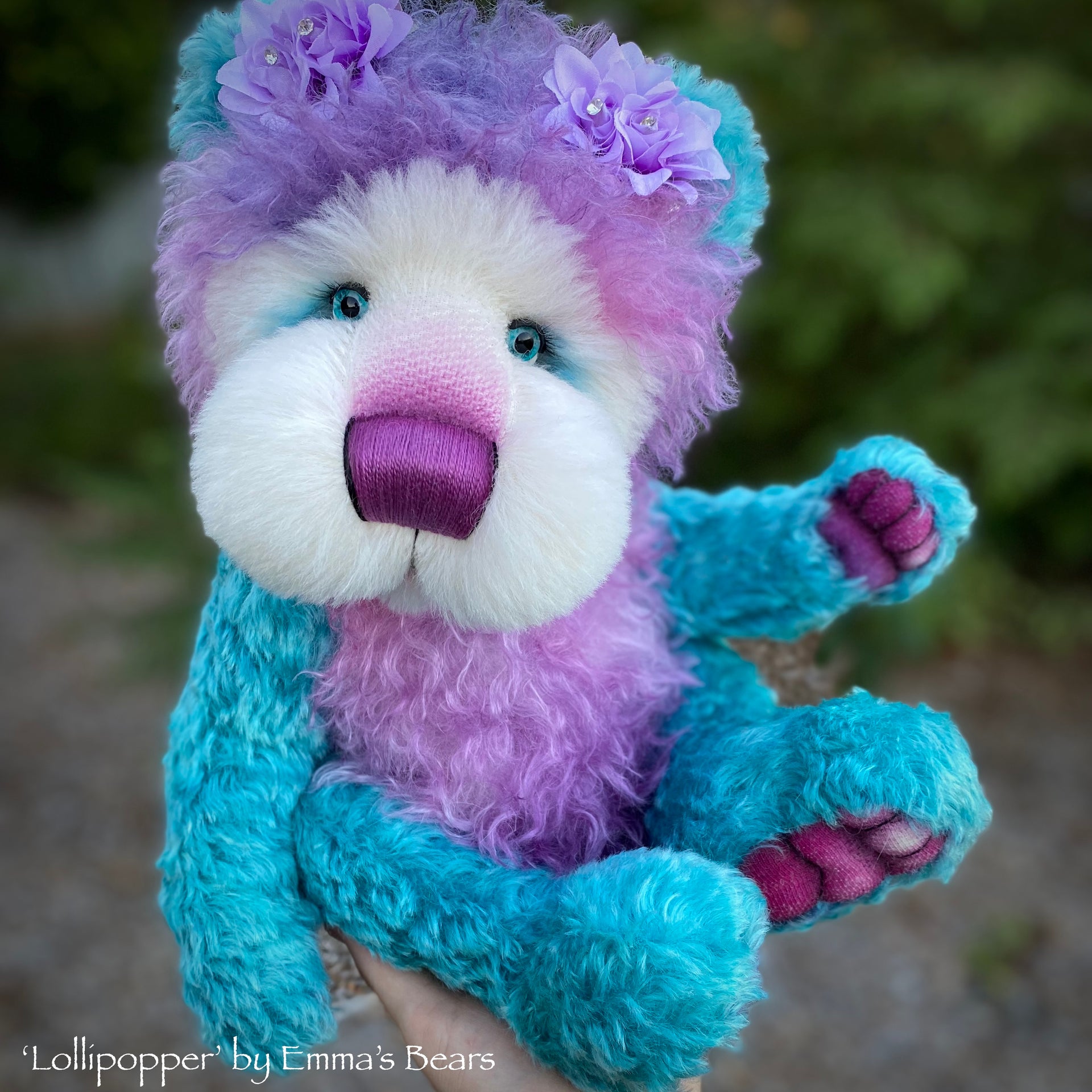 Lollipopper - 17" Hand-Dyed Curlylocks Mohair Artist Bear by Emma's Bears - OOAK