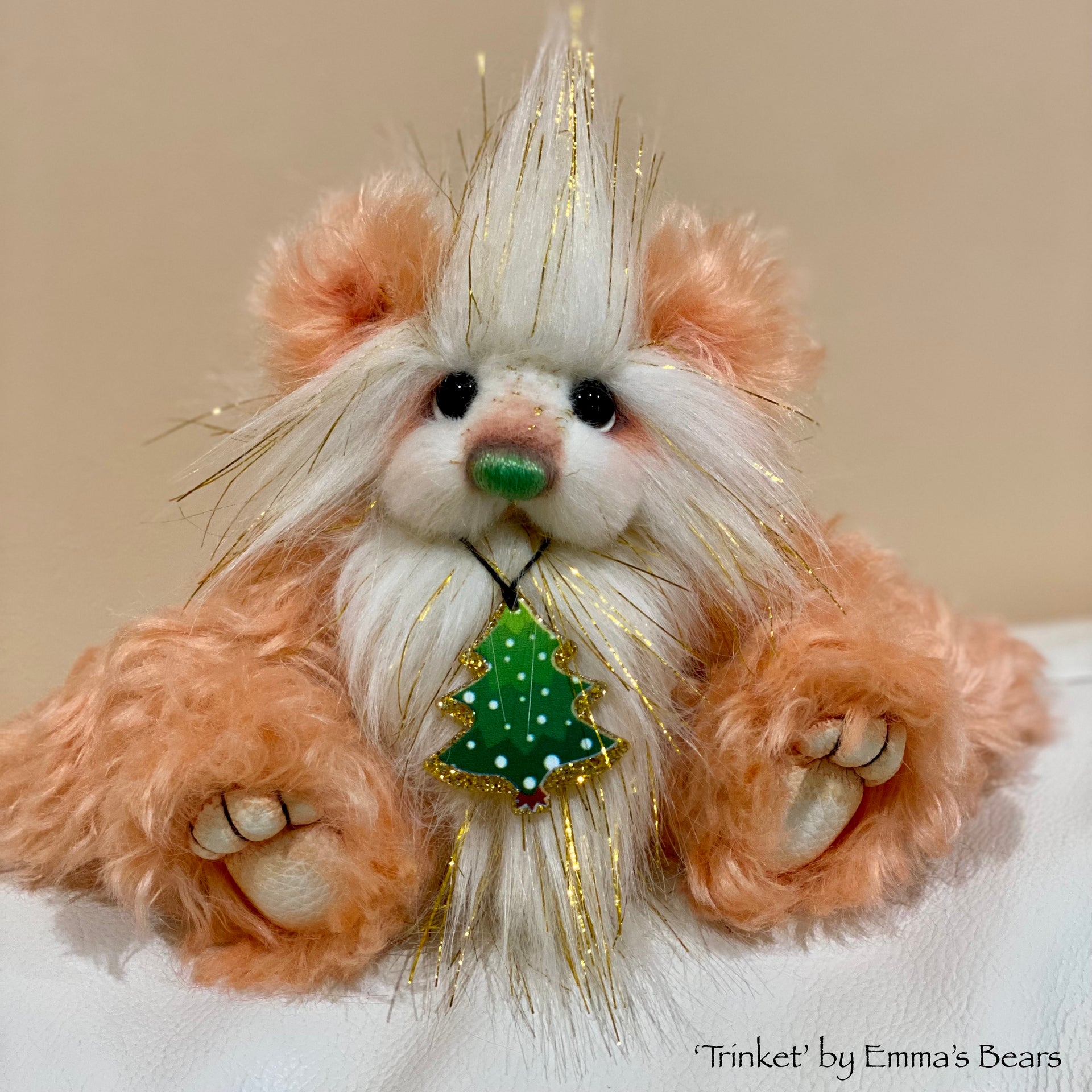 Trinket - 6" Mohair and Faux Fur Christmas Artist Bear by Emma's Bears - OOAK