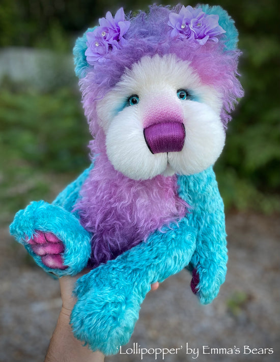 Lollipopper - 17" Hand-Dyed Curlylocks Mohair Artist Bear by Emma's Bears - OOAK