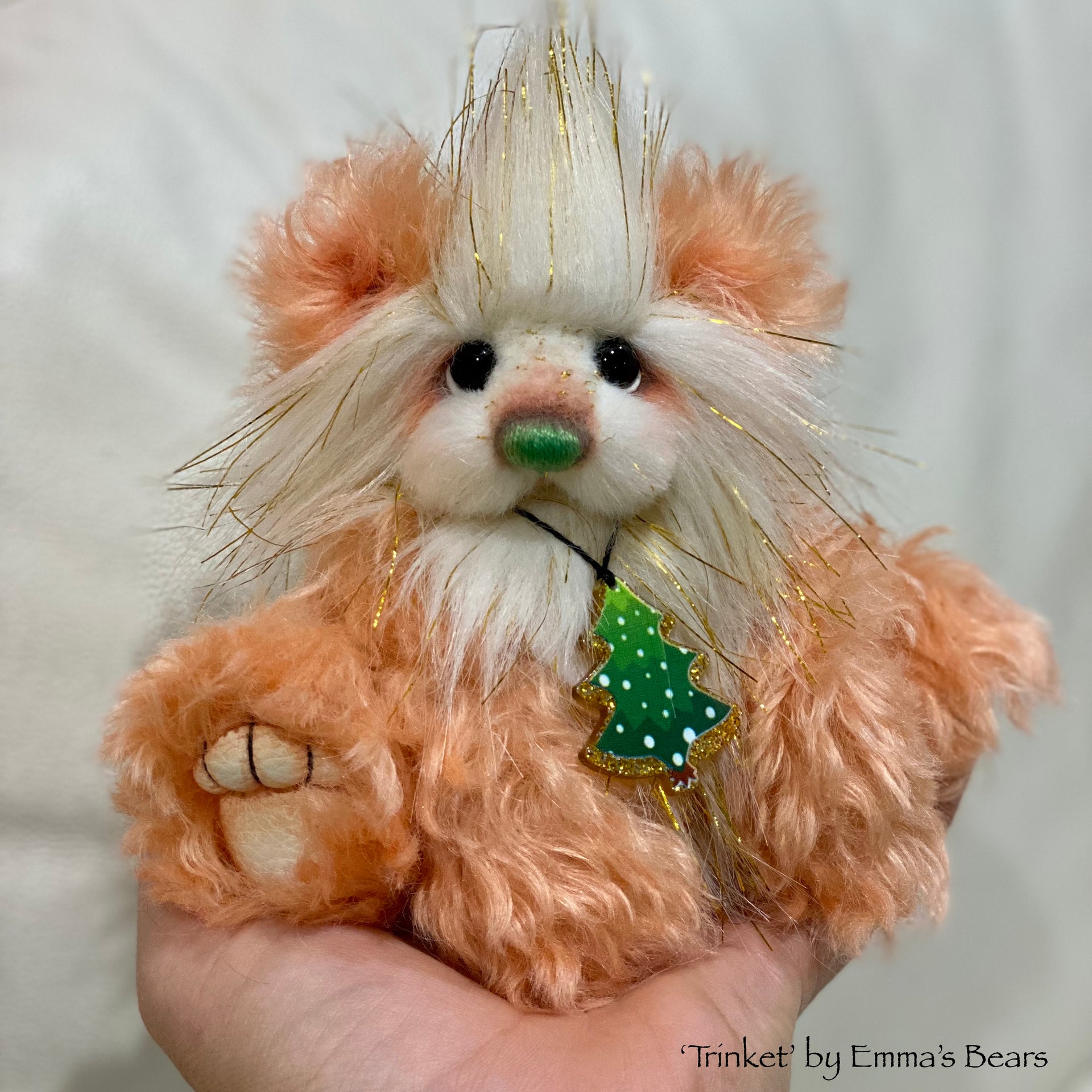 Trinket - 6" Mohair and Faux Fur Christmas Artist Bear by Emma's Bears - OOAK