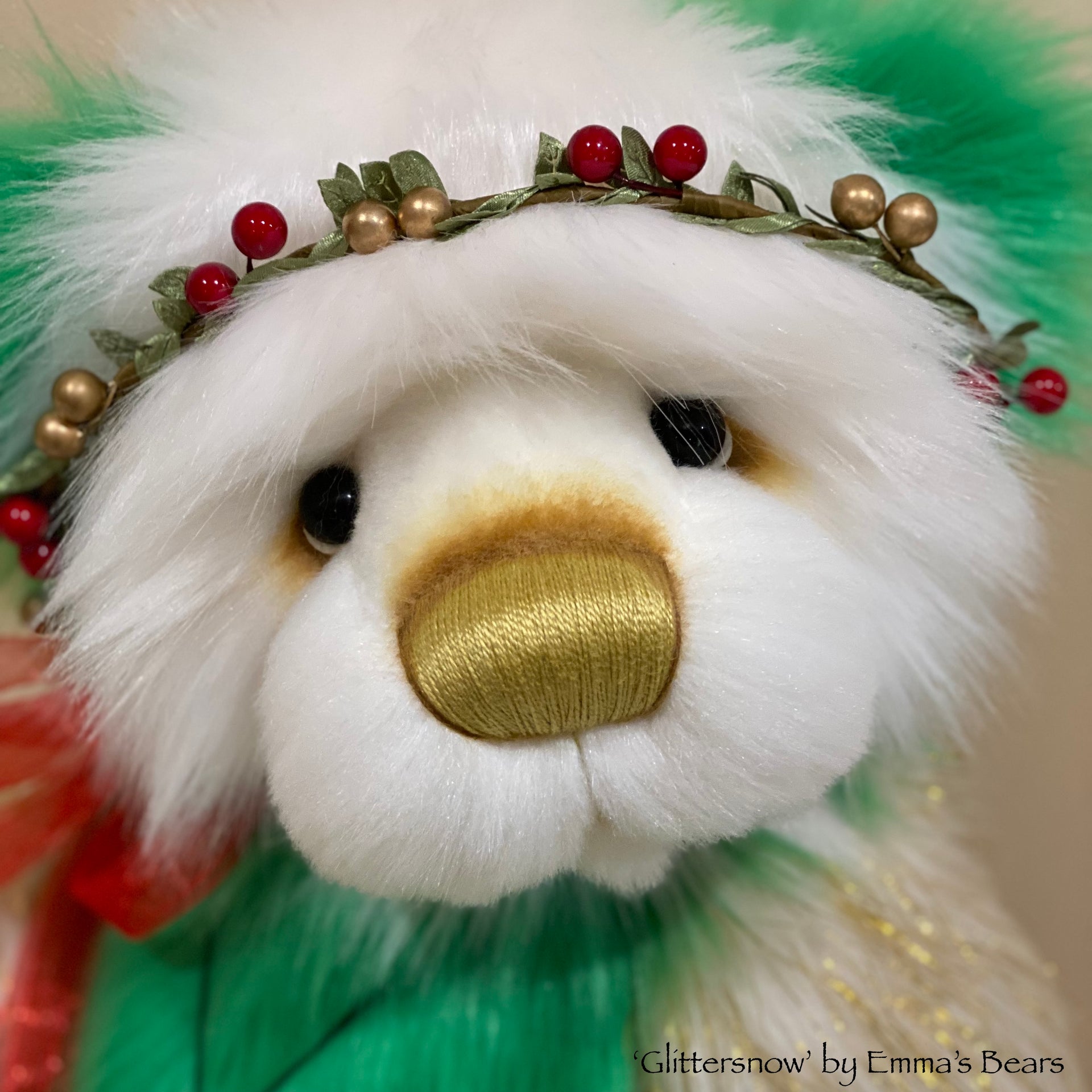 Glittersnow - 18" Faux Fur Christmas Artist Bear by Emma's Bears - OOAK