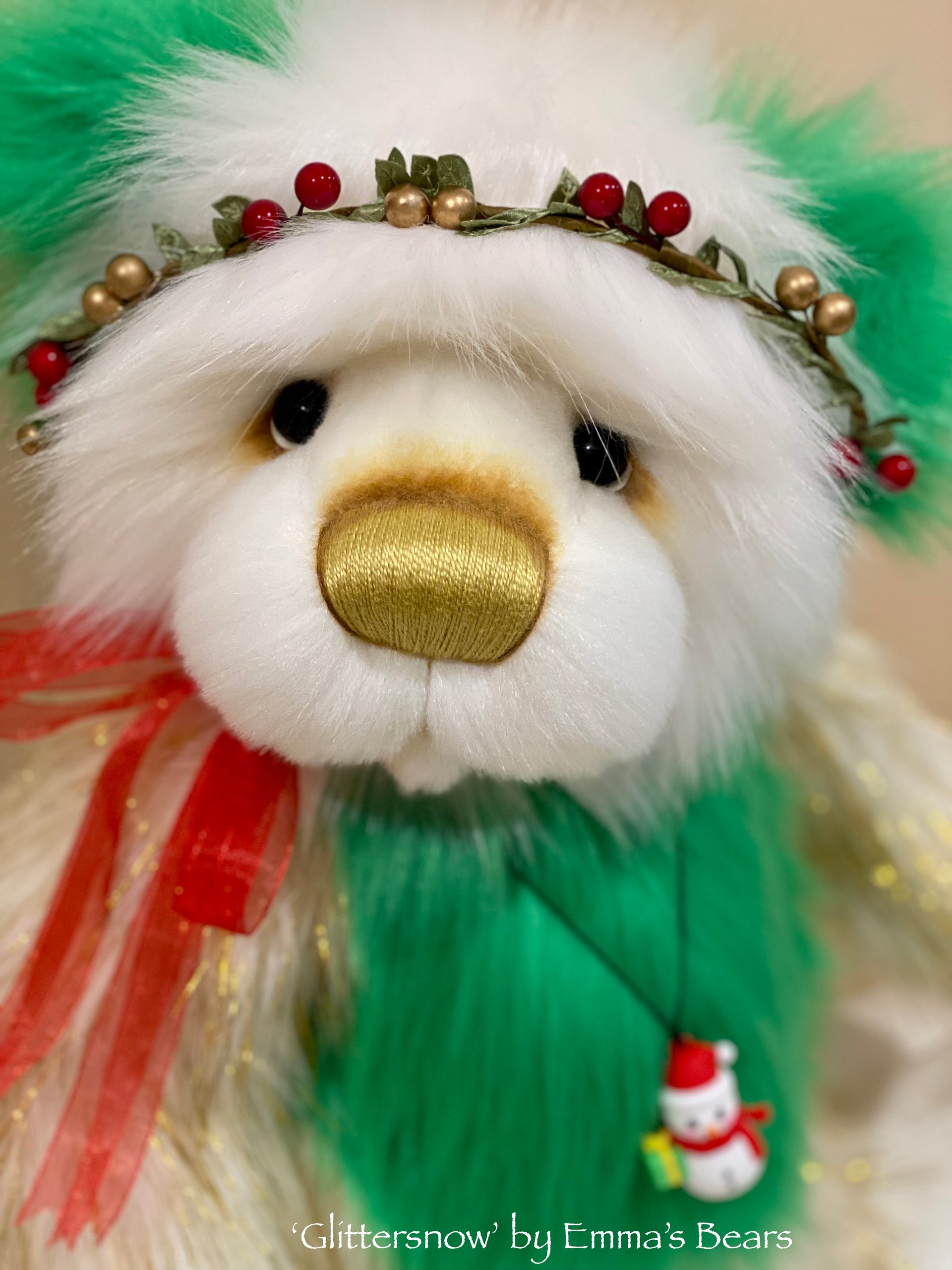 Glittersnow - 18" Faux Fur Christmas Artist Bear by Emma's Bears - OOAK